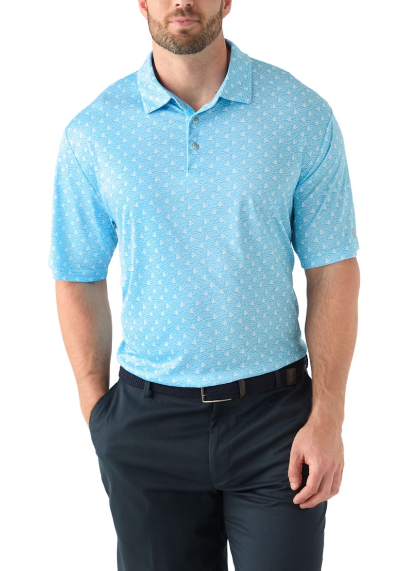 Big & Tall Short Sleeve Angel Fish Printed Polo Shirt