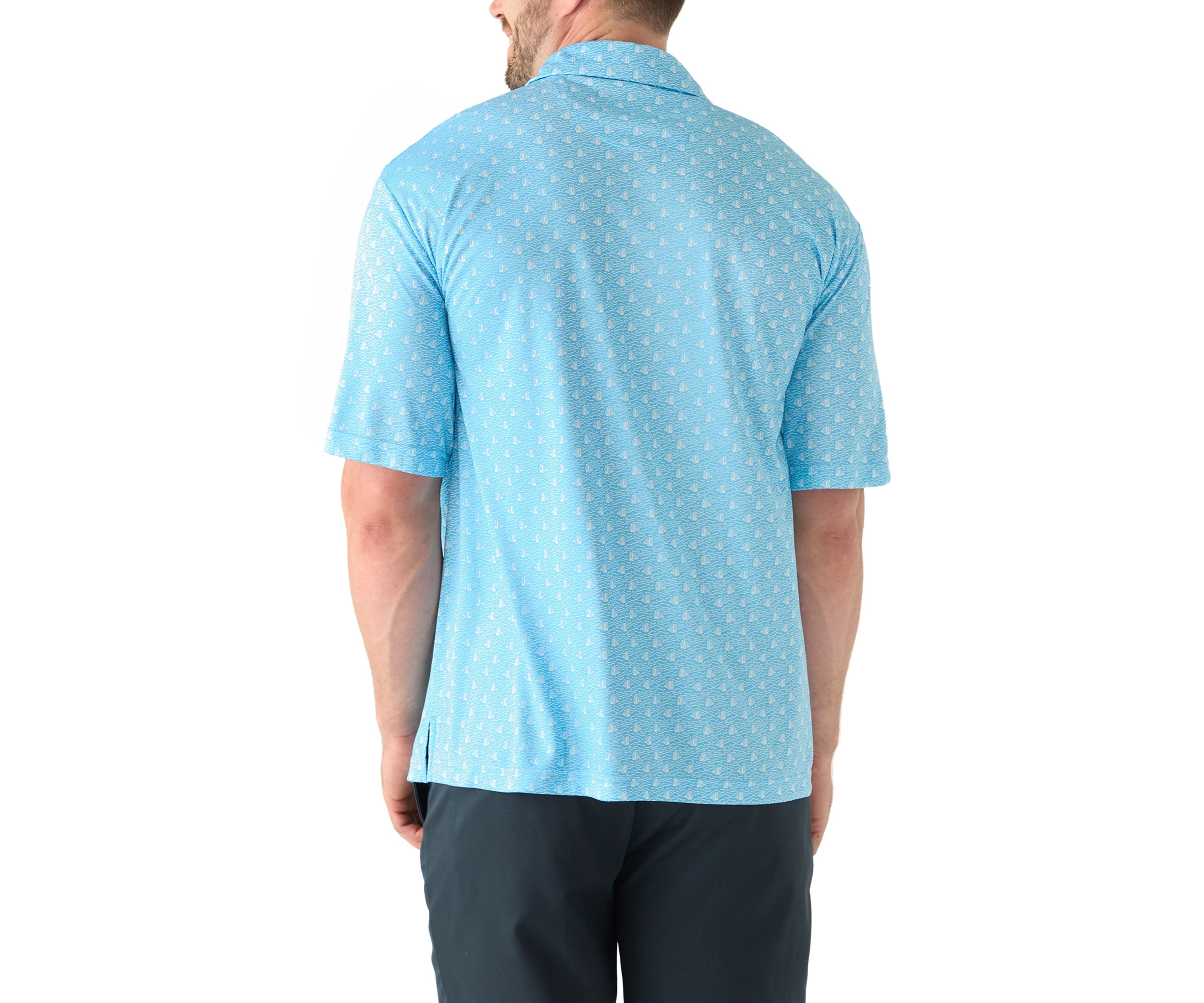 Big & Tall Short Sleeve Angel Fish Printed Polo Shirt