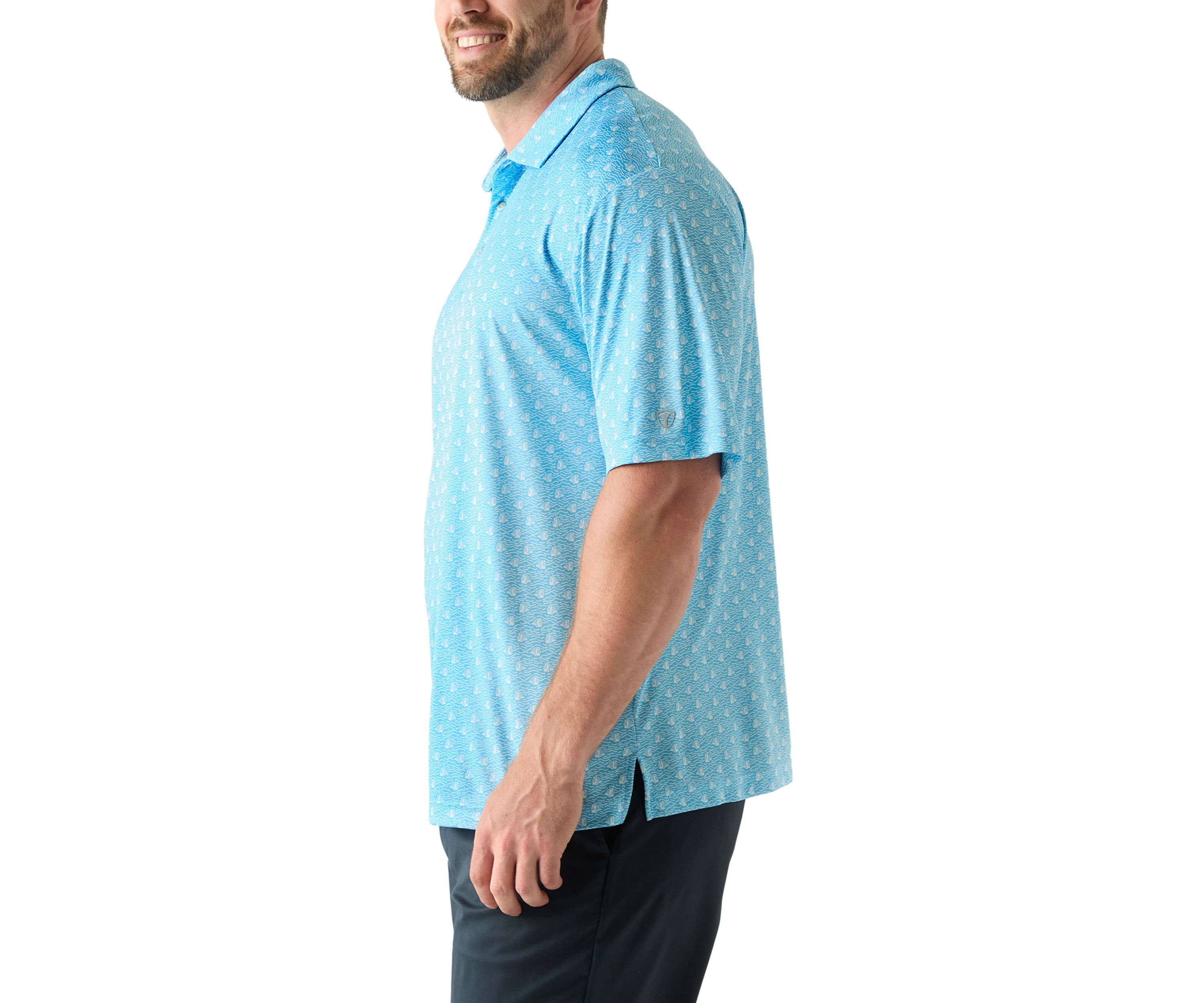 Big & Tall Short Sleeve Angel Fish Printed Polo Shirt