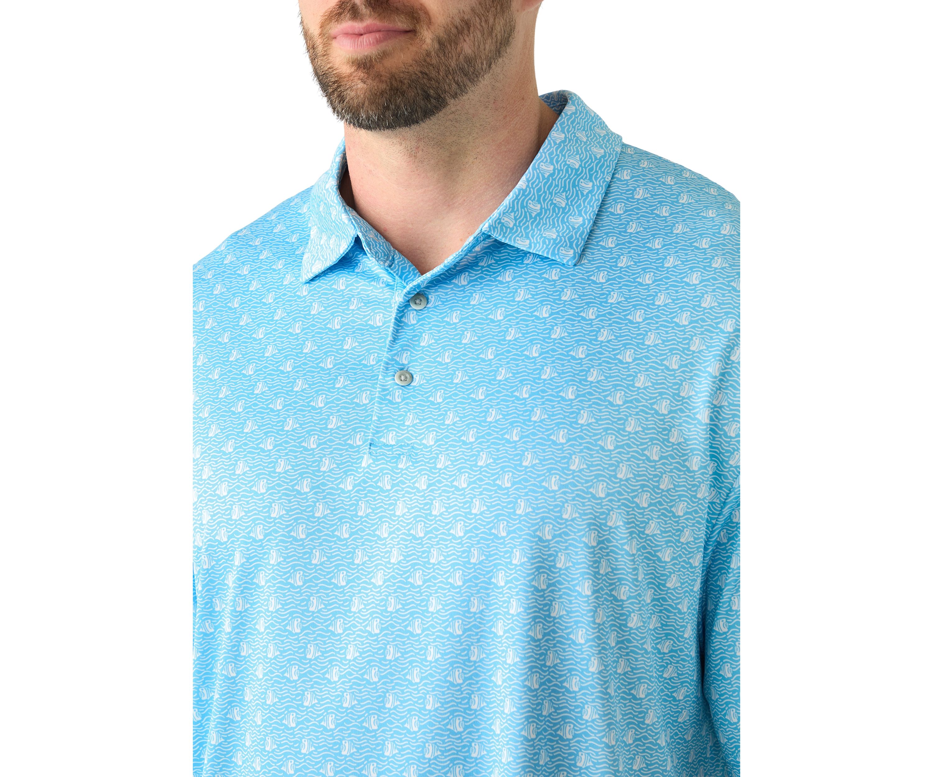 Big & Tall Short Sleeve Angel Fish Printed Polo Shirt