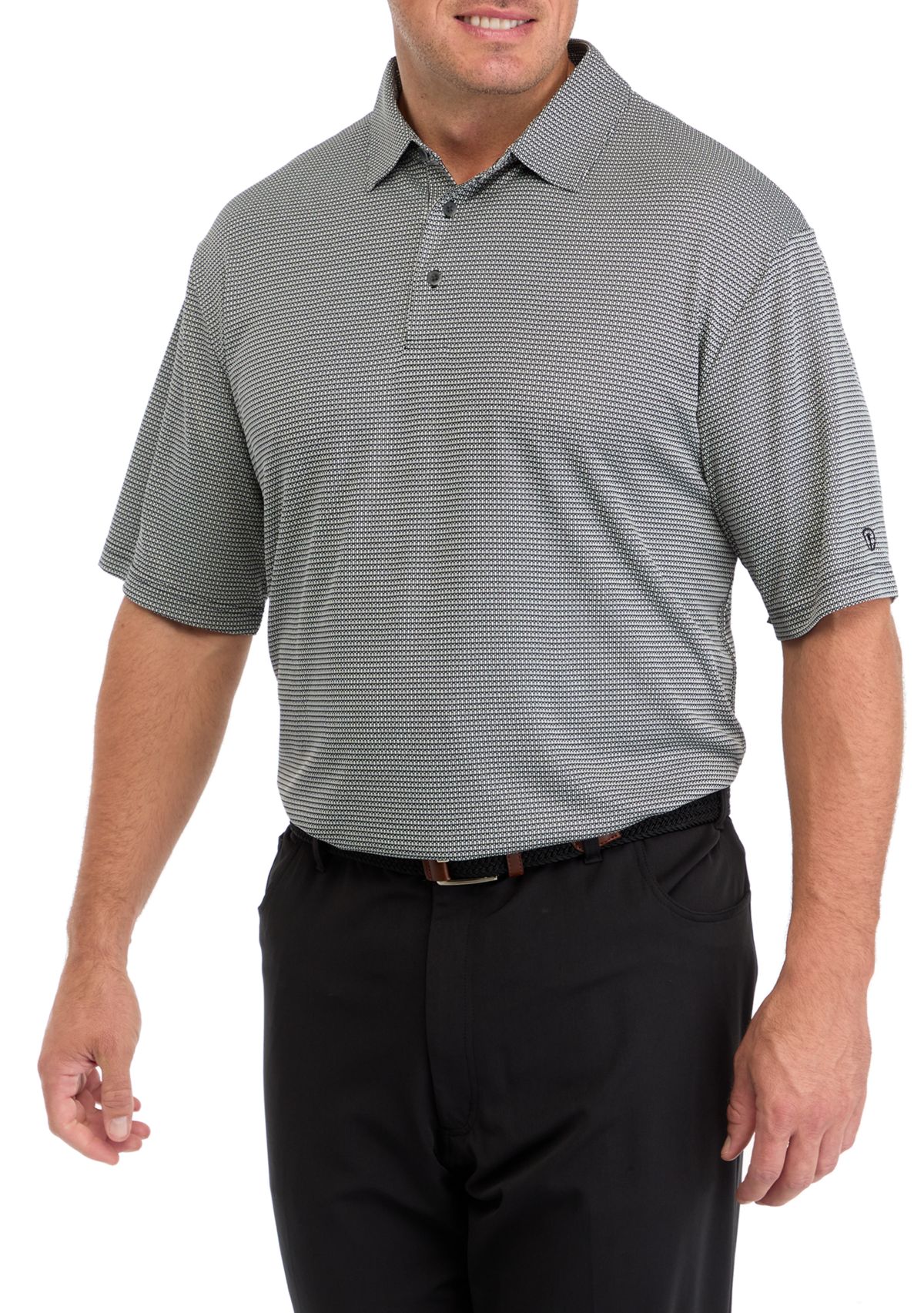 Big & Tall Short Sleeve Two Color Jacquard Polo Shirt
