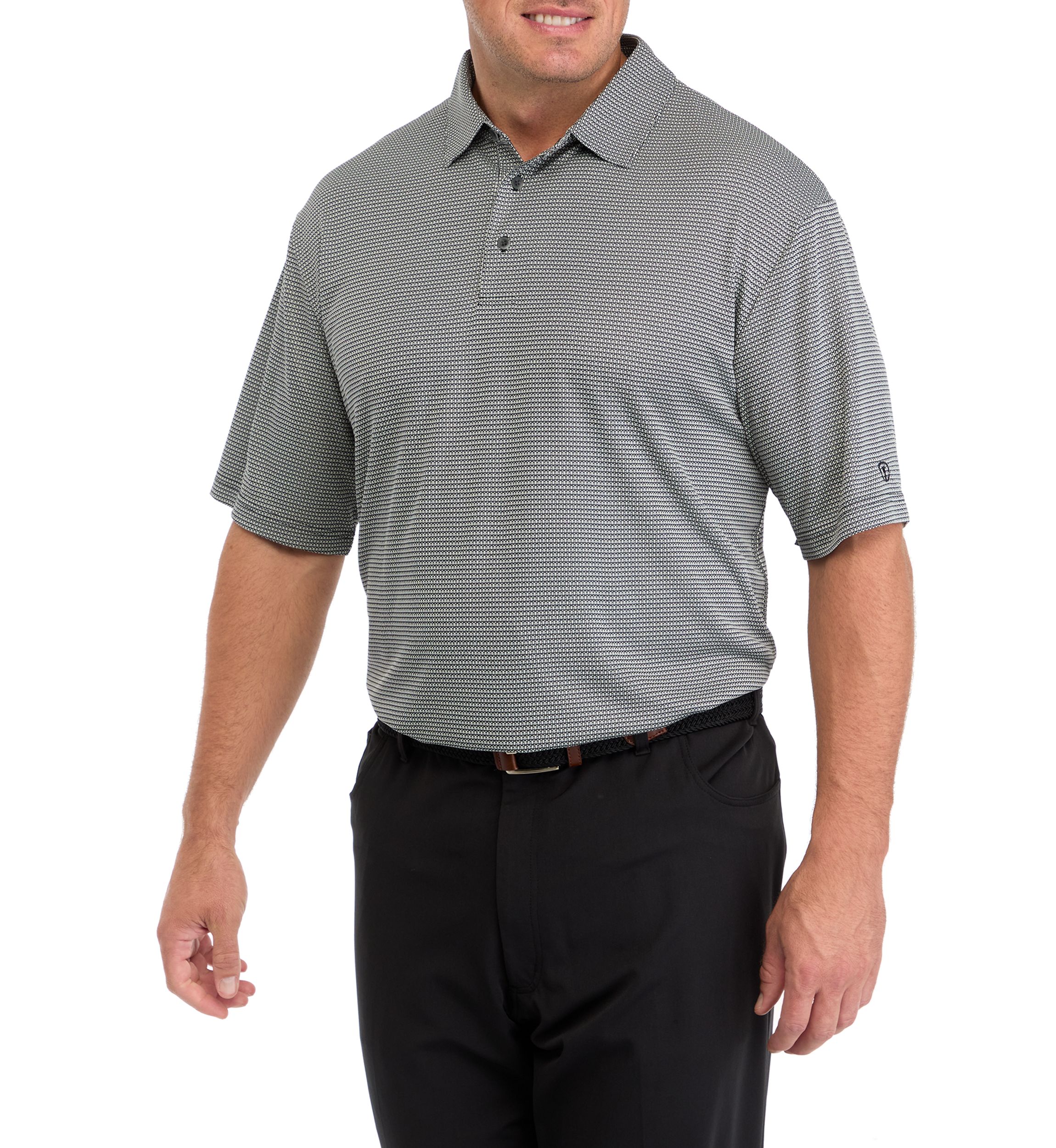 Big & Tall Short Sleeve Two Color Jacquard Polo Shirt