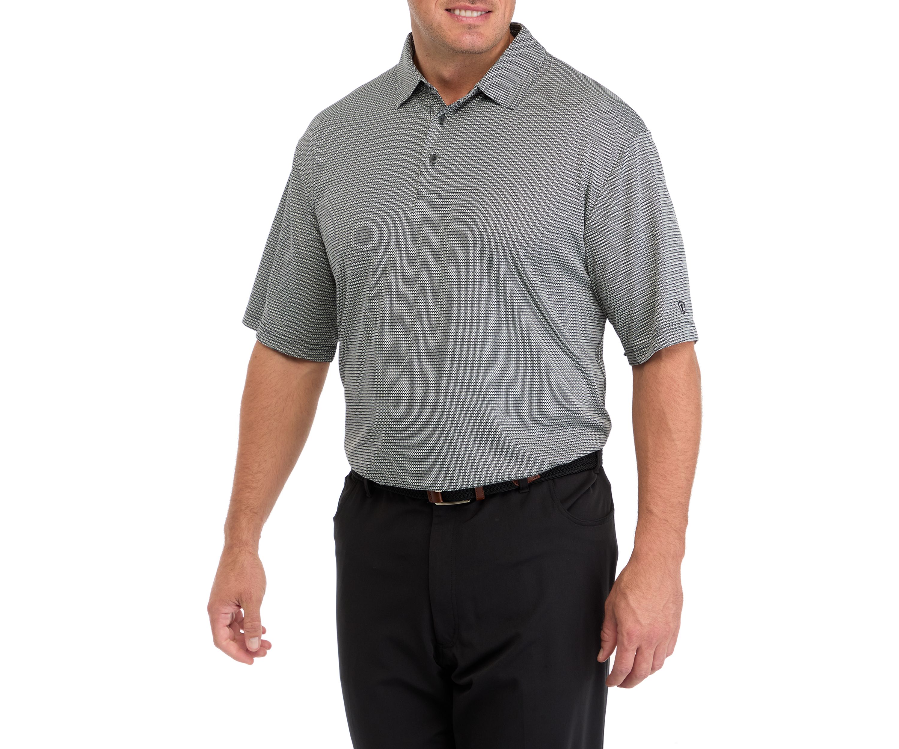 Big & Tall Short Sleeve Two Color Jacquard Polo Shirt