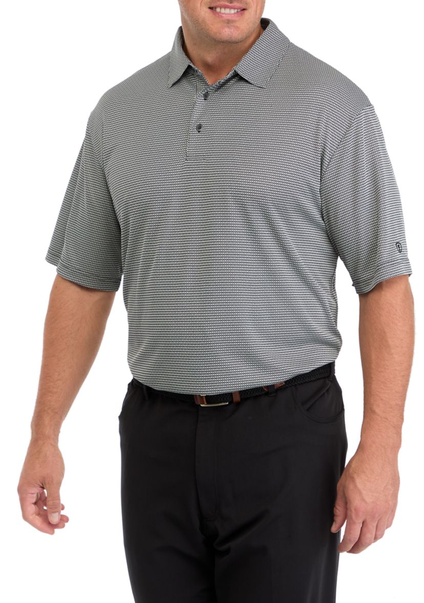 Big & Tall Short Sleeve Two Color Jacquard Polo Shirt