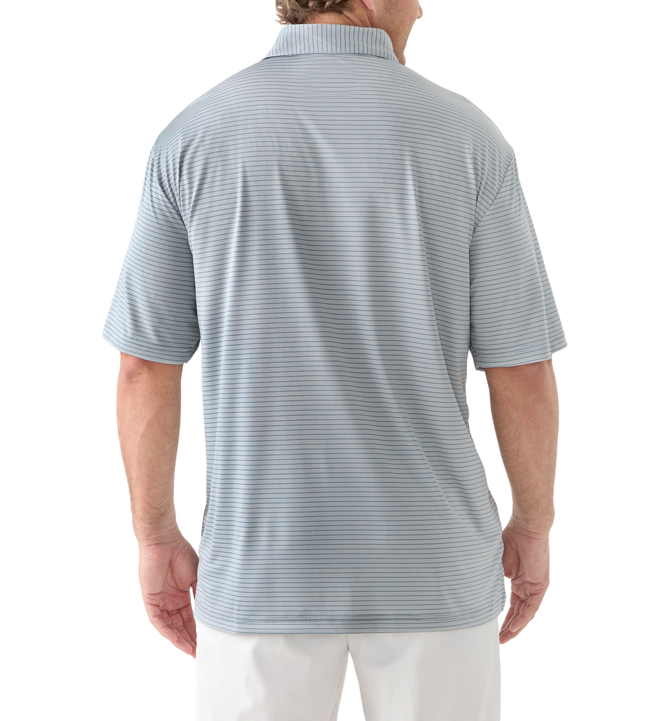 Big & Tall Short Sleeve Striped Polo Shirt with Self Collar 