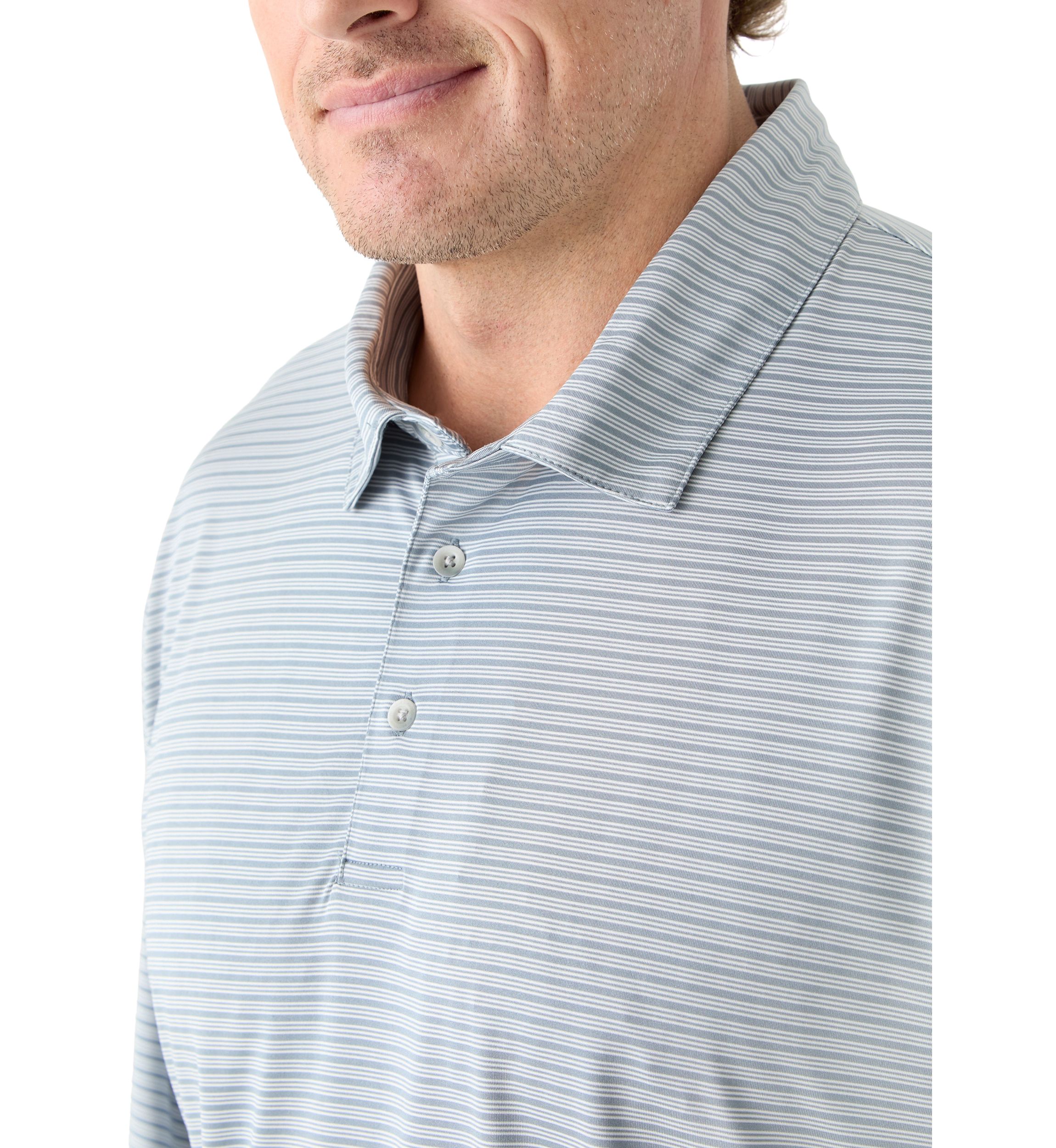 Big & Tall Short Sleeve Striped Polo Shirt with Self Collar 