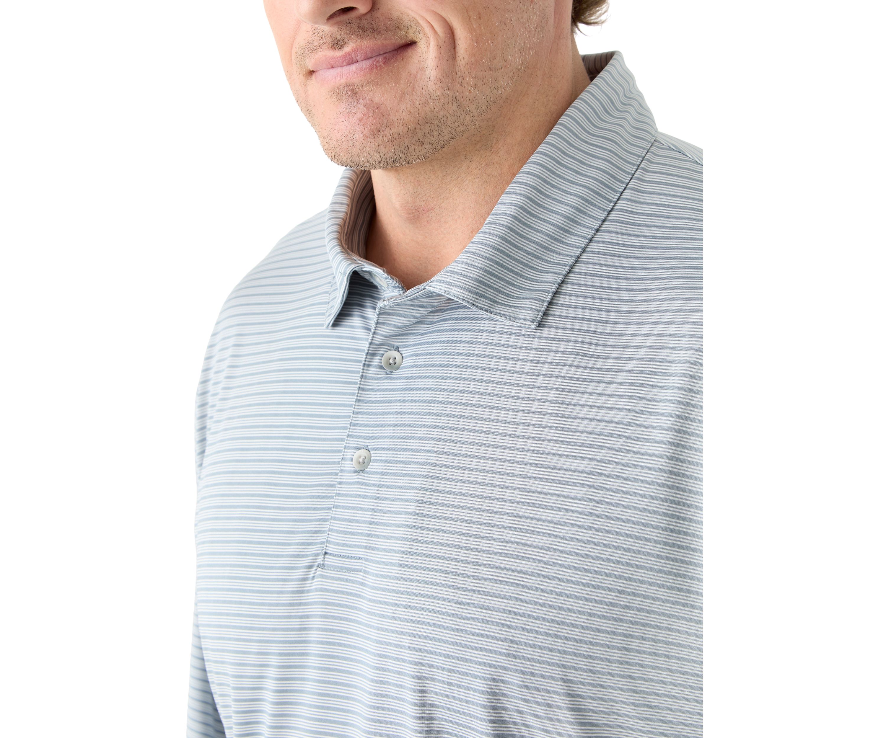 Big & Tall Short Sleeve Striped Polo Shirt with Self Collar 