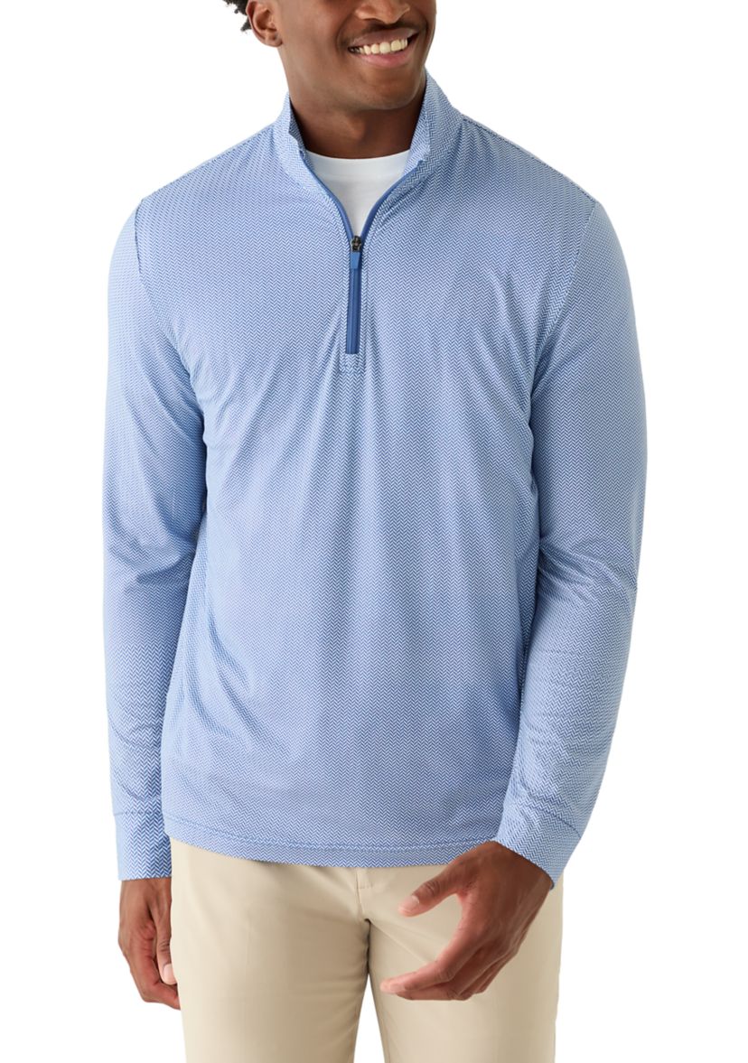 Pro Tour® Men's Long Sleeve Herringbone 3/4 Zip Pullover | Belk