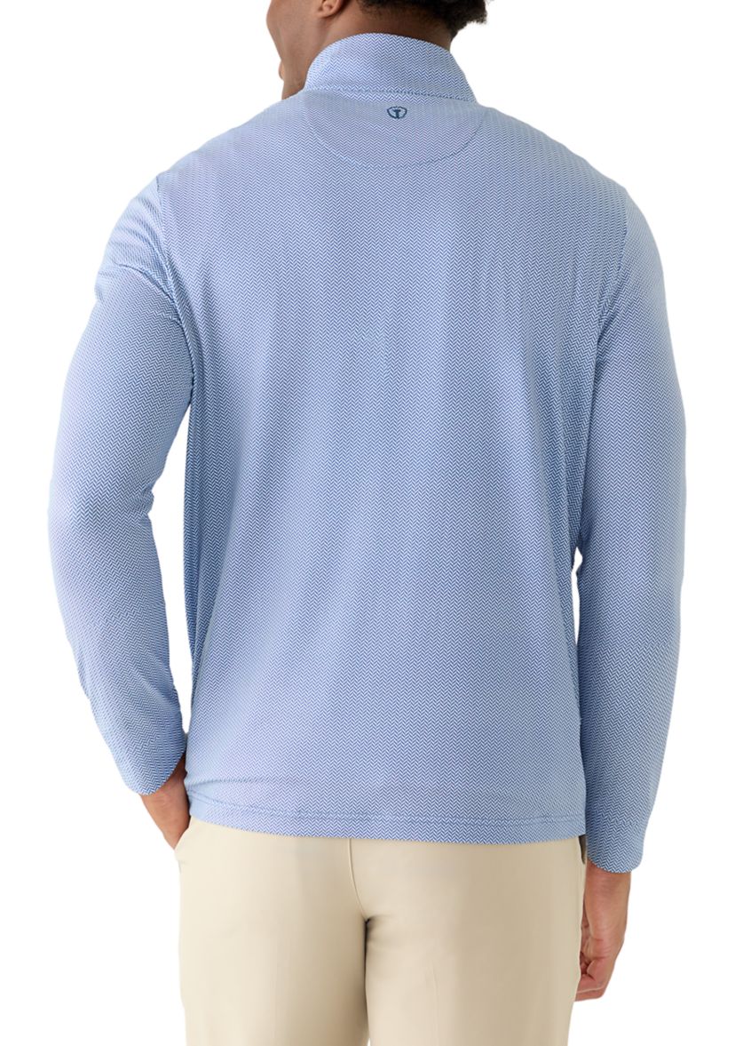 Pro Tour® Men's Long Sleeve Herringbone 3/4 Zip Pullover | Belk