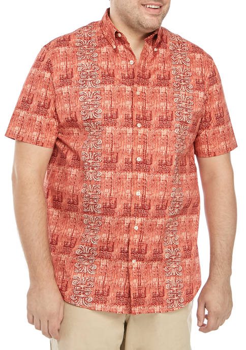 Big & Tall Short Sleeve Aztec Print Shirt