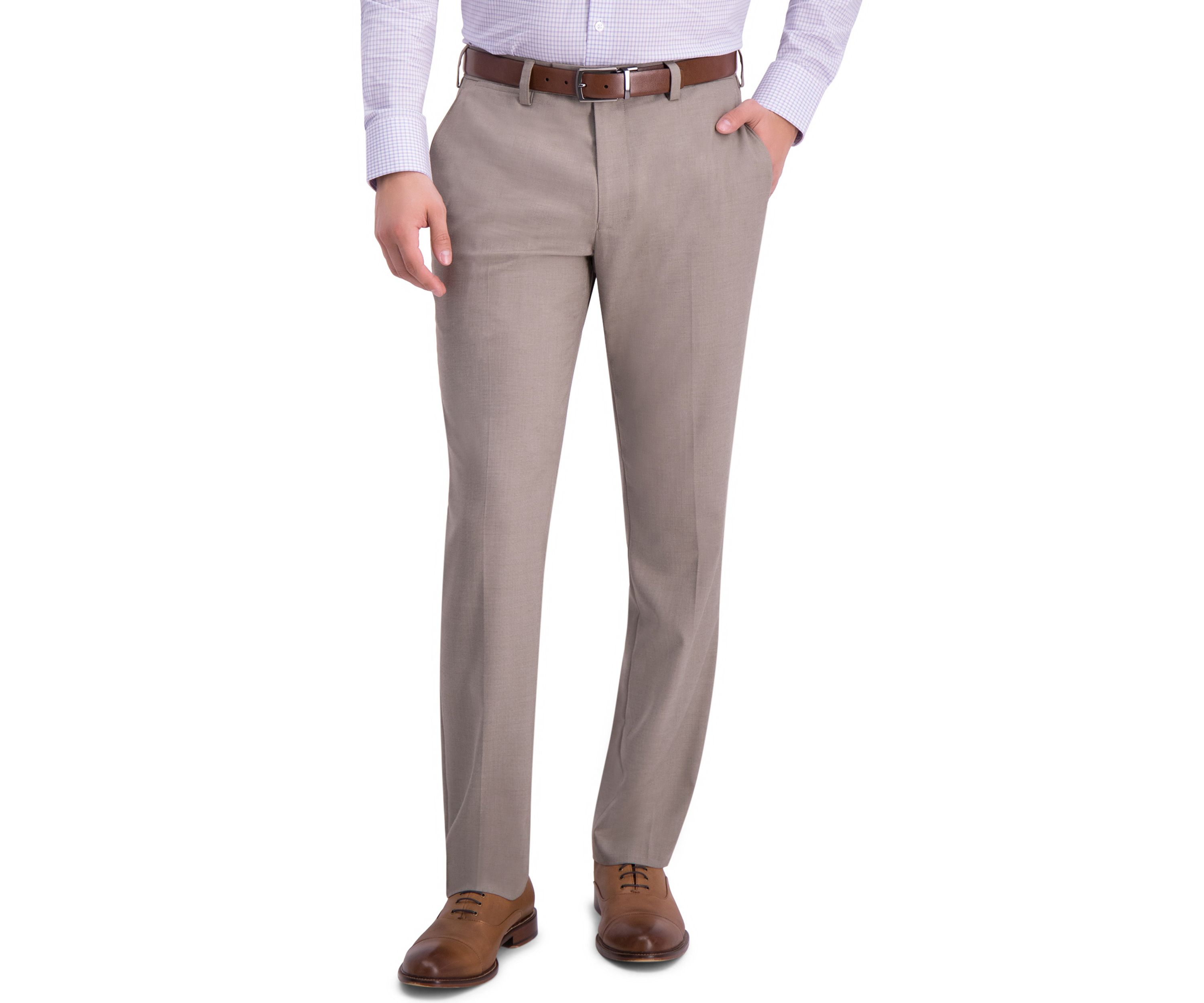 Sharkskin Slim Fit Flat Front Dress Pants