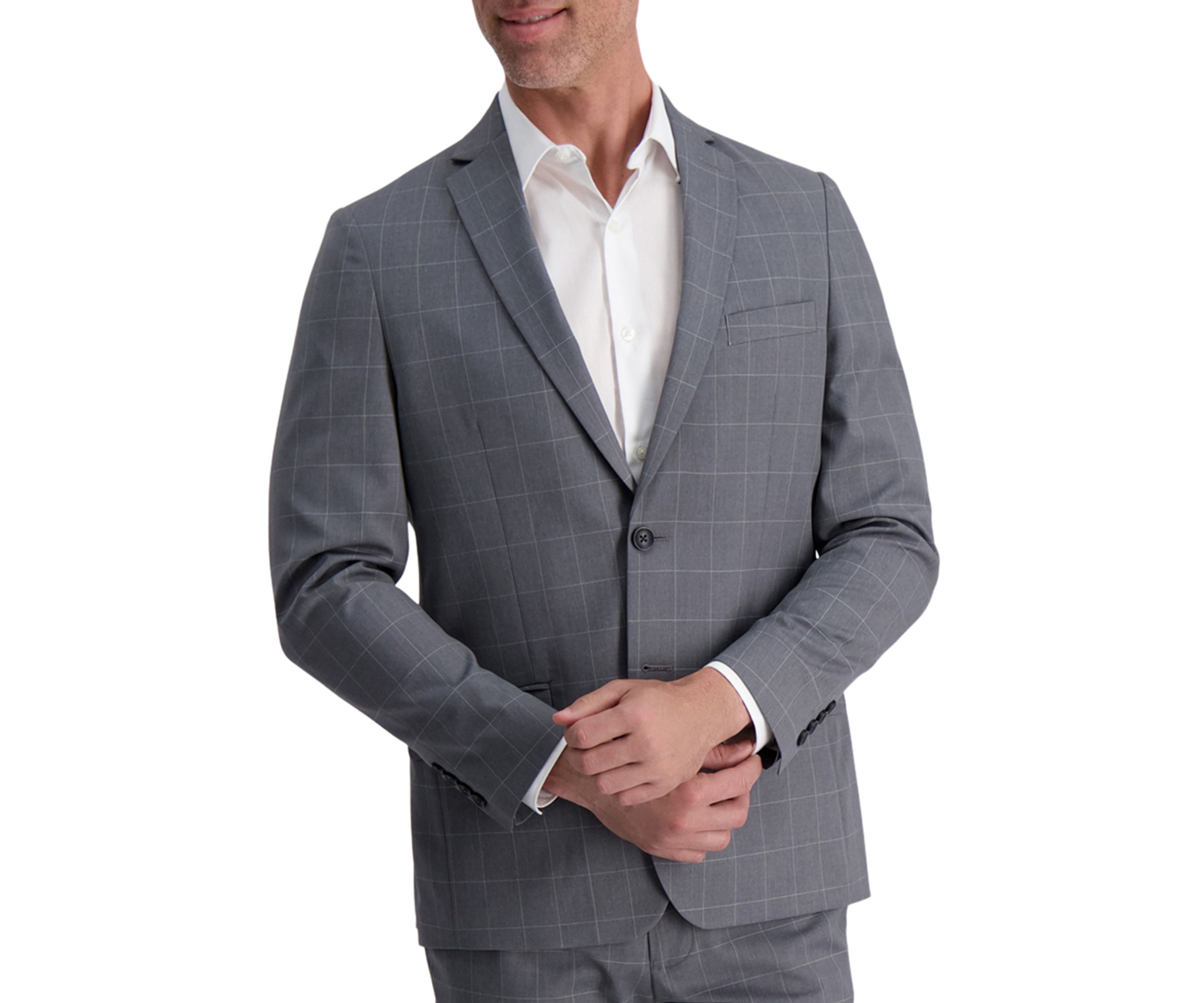 Mens Heather Windowpane Slim Fit Suit Separate Coat