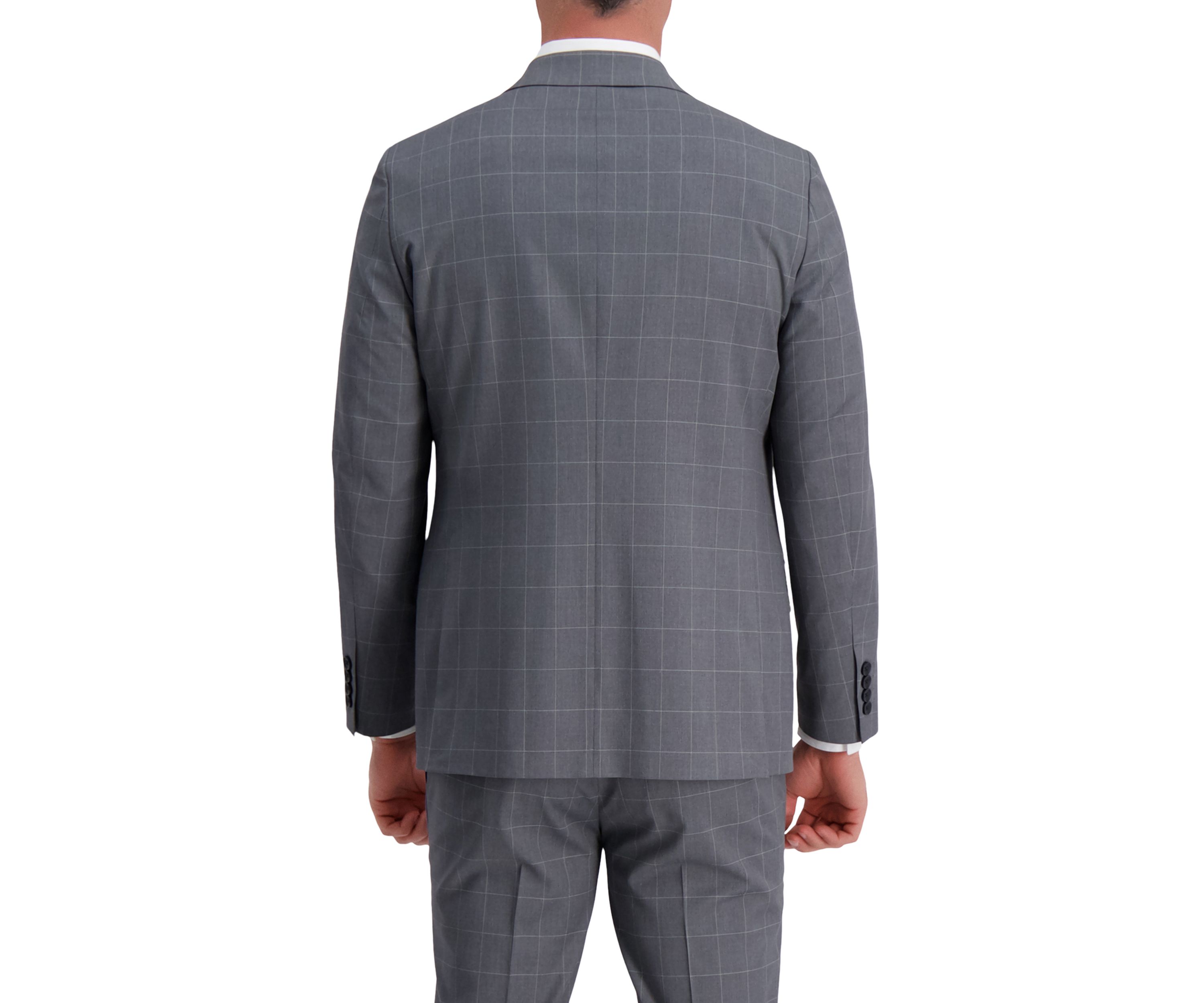 Mens Heather Windowpane Slim Fit Suit Separate Coat