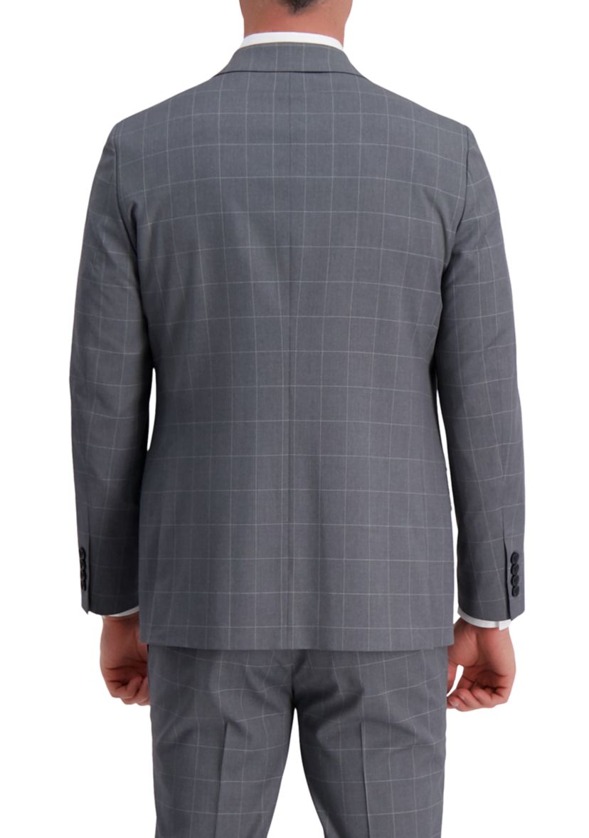 Mens Heather Windowpane Slim Fit Suit Separate Coat
