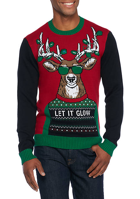 Ugly Christmas Sweater 'Let it Glow' LED Light Up Sweater | belk