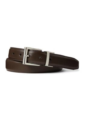 Jack Marc Fashion Brown Leather Needle Buckle Belt For Men