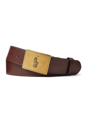 Polo Ralph Lauren Men's Braided Vachetta Leather Belt, Dark Brown, 36