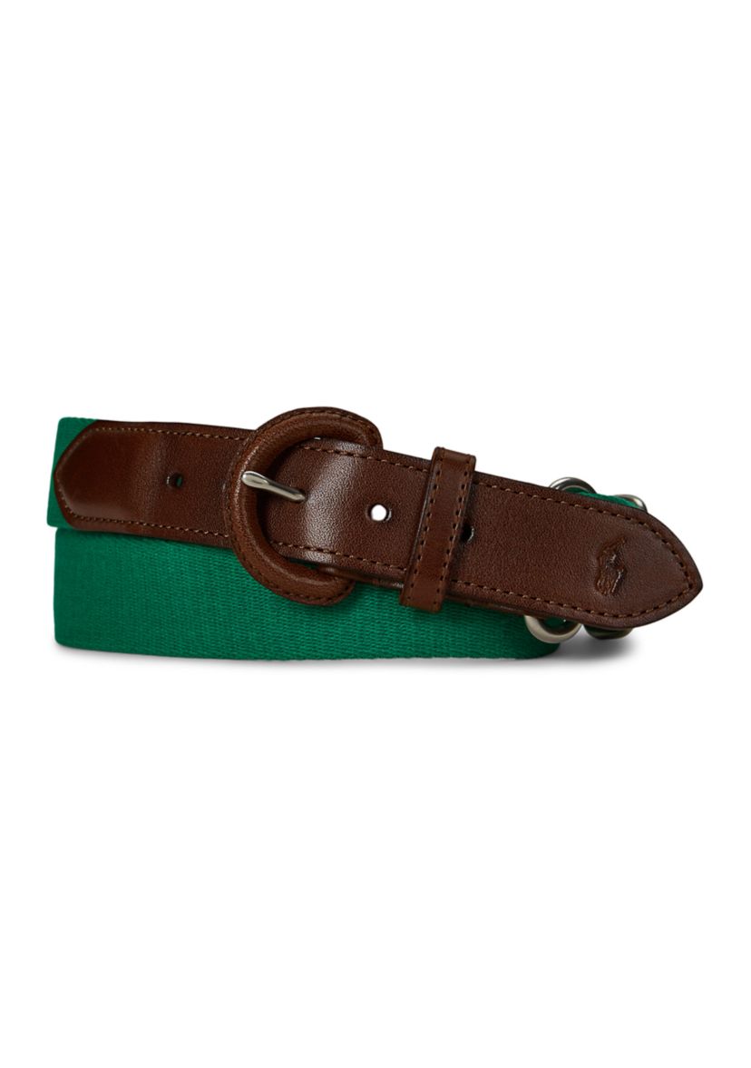 Webbed Cotton & Leather Belt