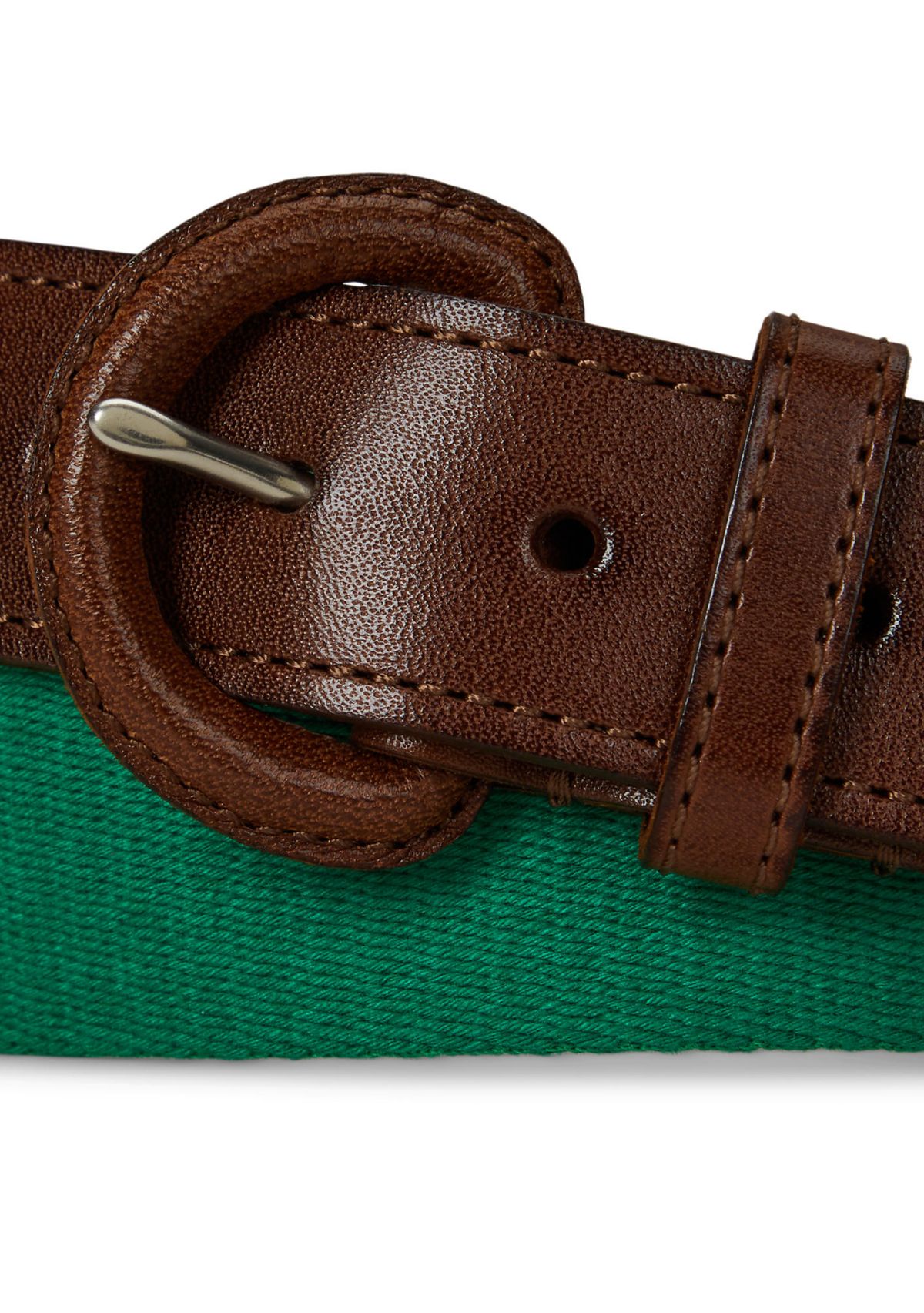 Webbed Cotton & Leather Belt