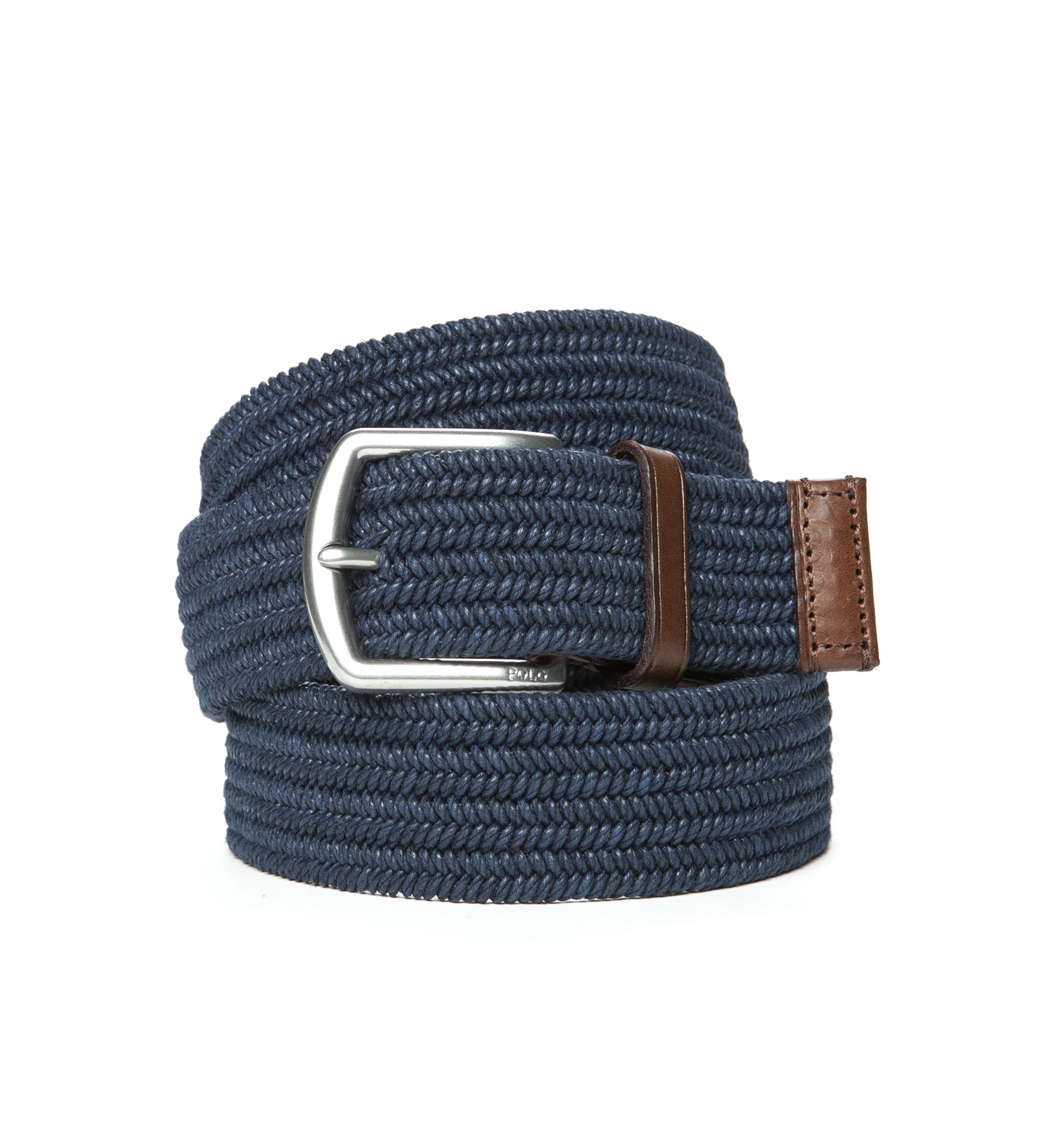 Leather-Trim Braided Belt