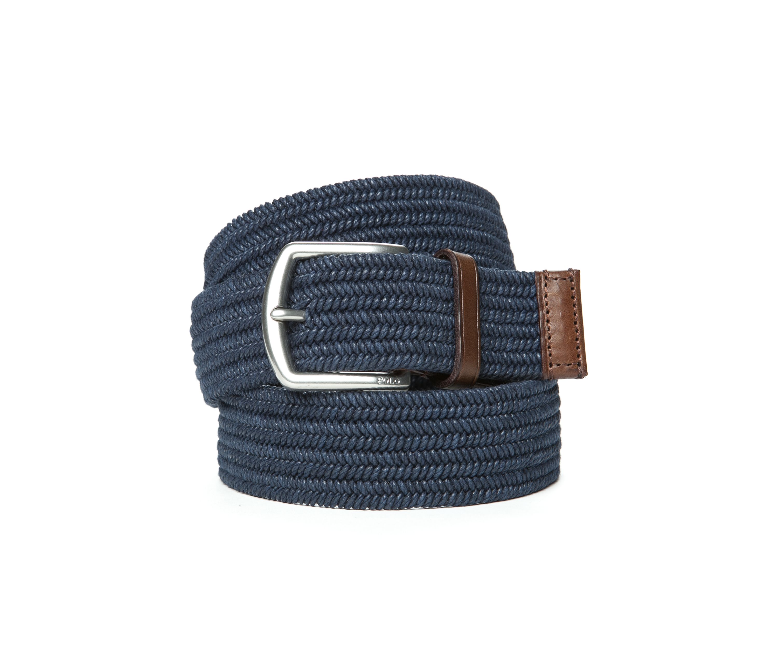 Leather-Trim Braided Belt