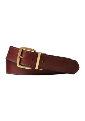 Jack Marc Fashion Brown Leather Needle Buckle Belt For Men