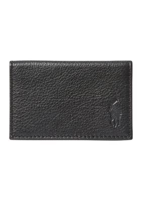 Polo Ralph Lauren Men's Pebbled Leather Card Wallet, Black