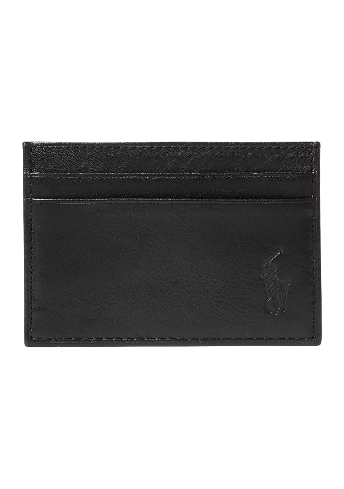 Pebbled Leather Card Case with Money Clip