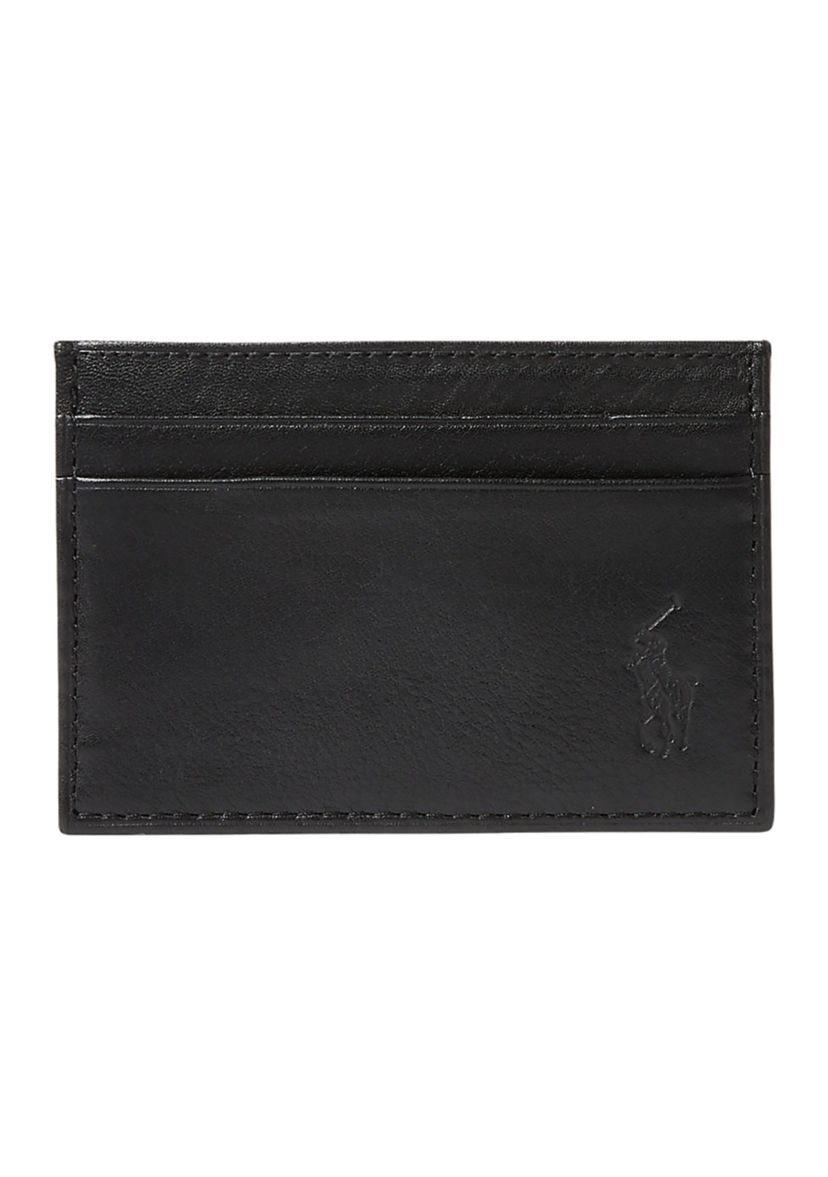 Pebbled Leather Card Case with Money Clip