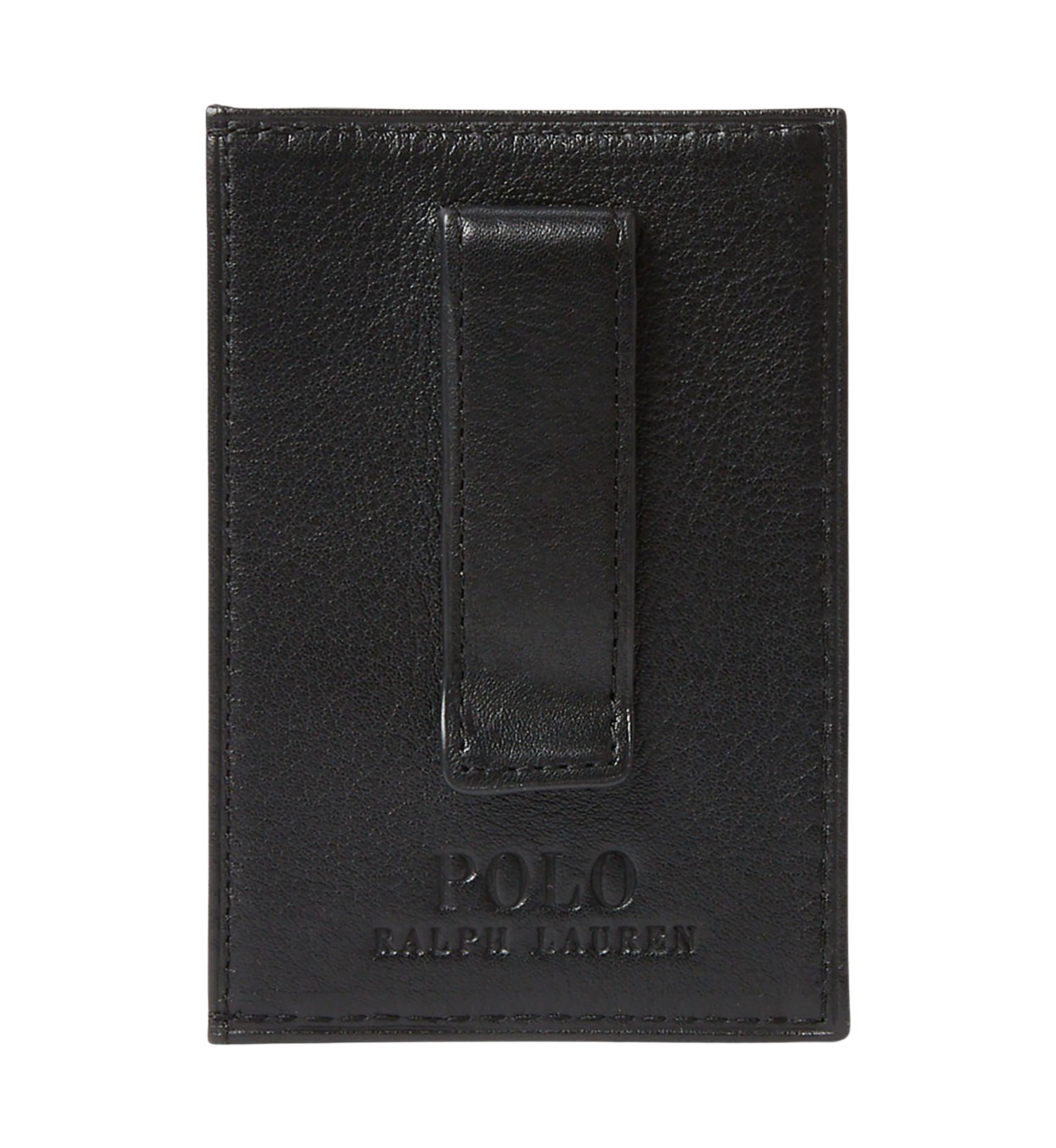 Pebbled Leather Card Case with Money Clip