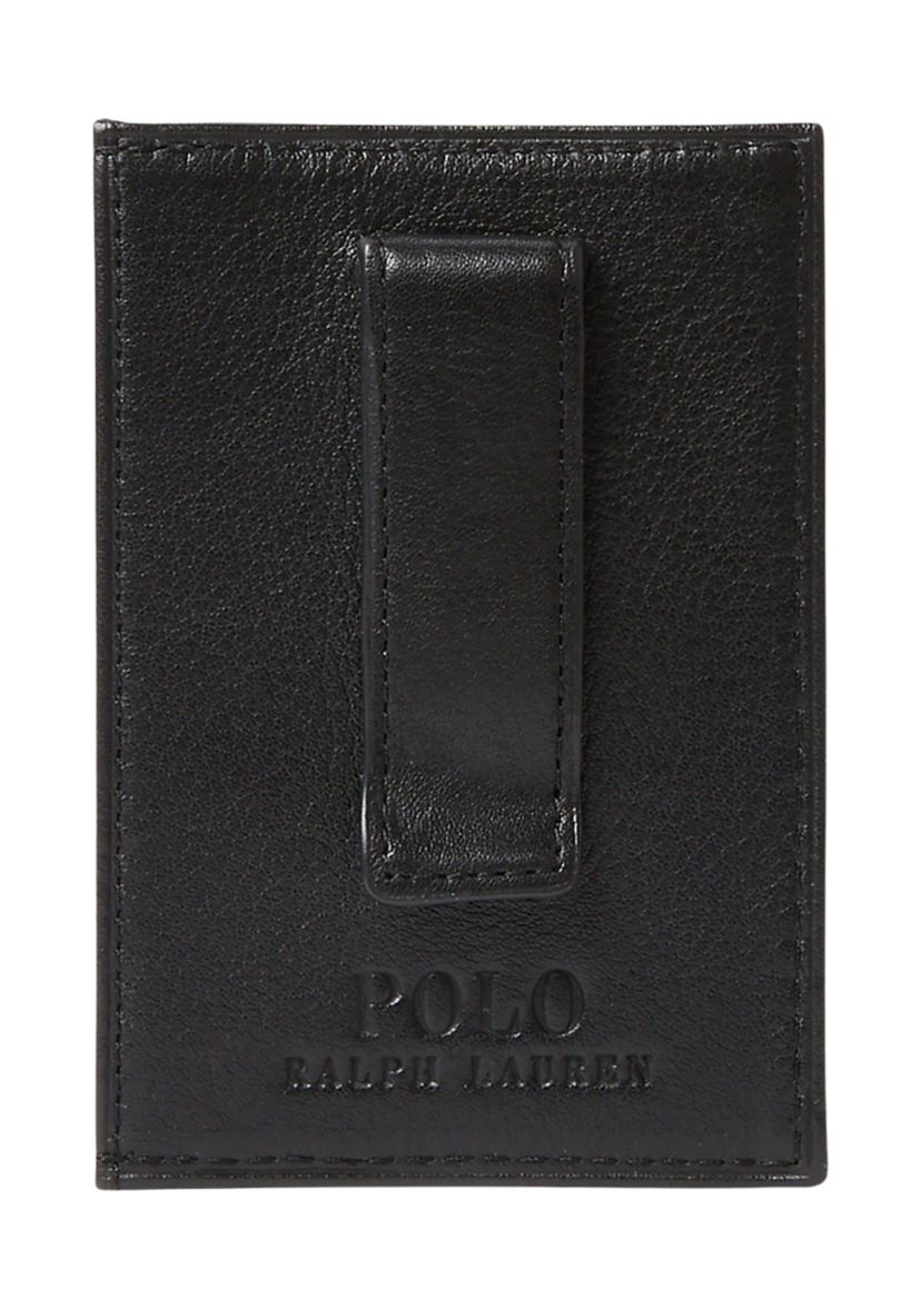 Pebbled Leather Card Case with Money Clip