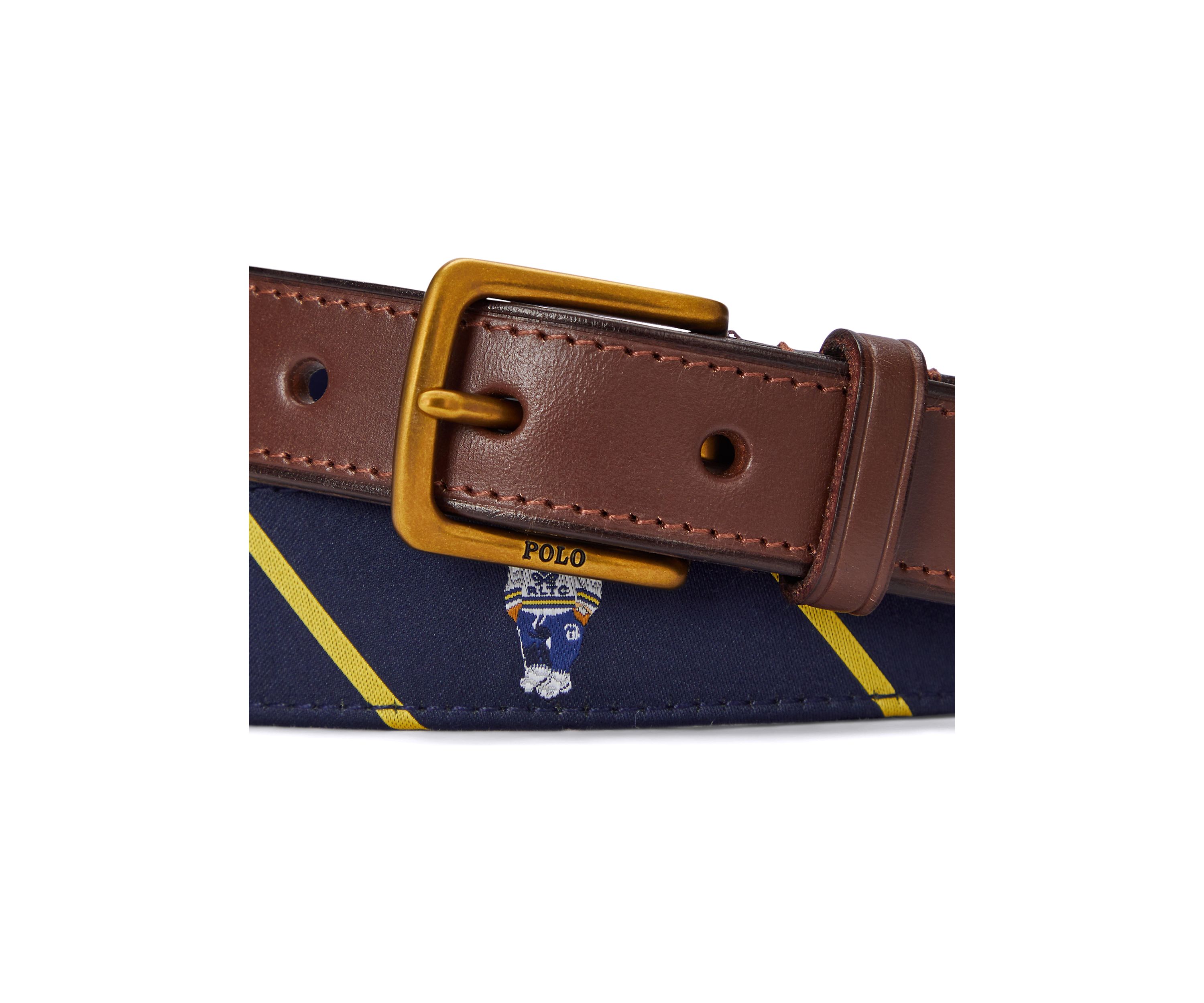 Polo Bear Leather Trim Belt