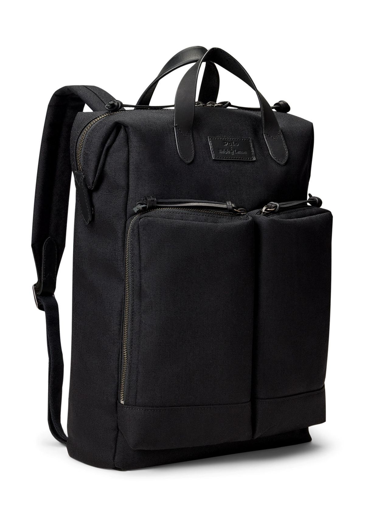 Leather-Trim Convertible Backpack-Tote