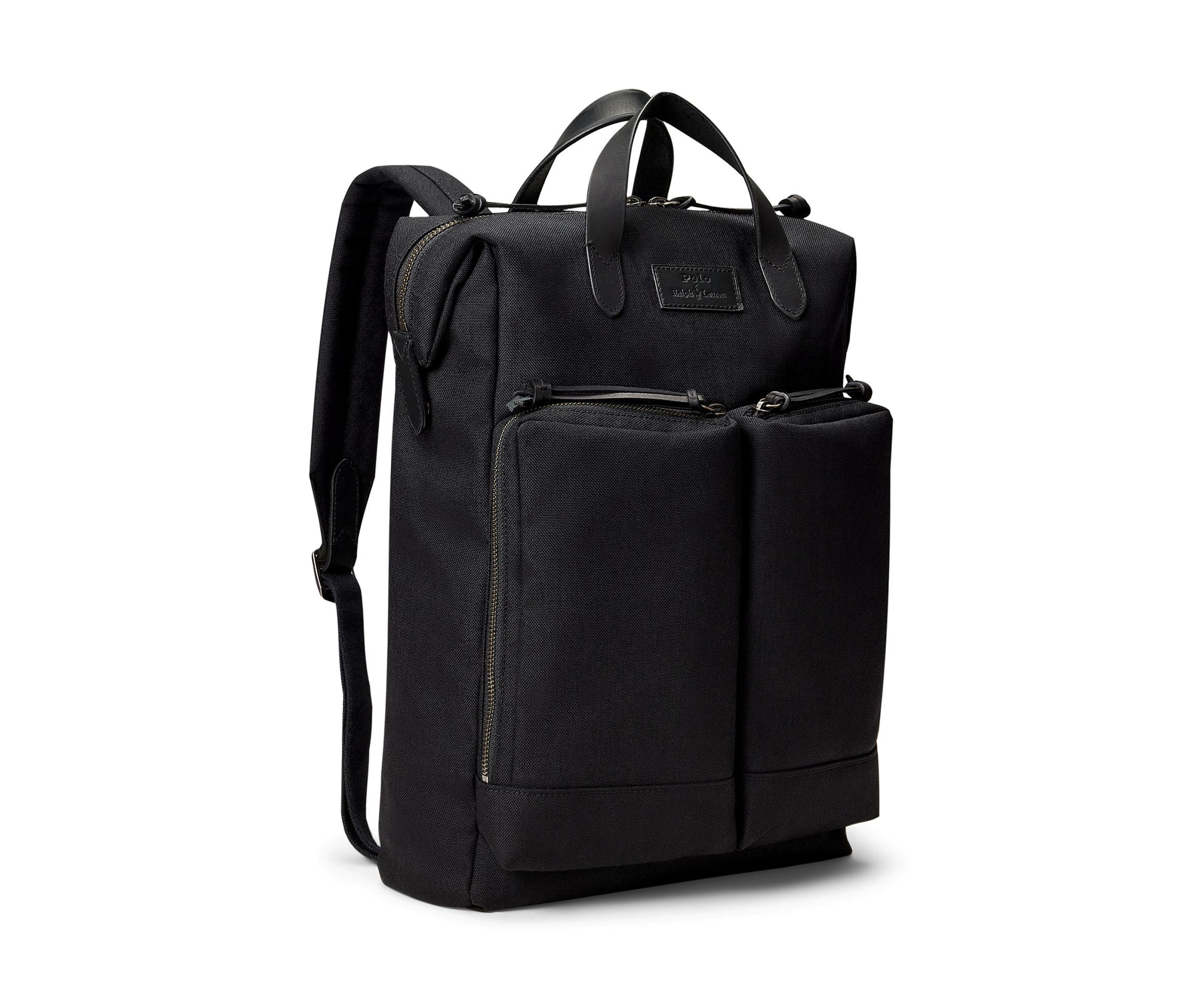 Leather-Trim Convertible Backpack-Tote