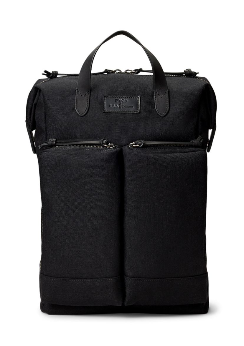Leather-Trim Convertible Backpack-Tote