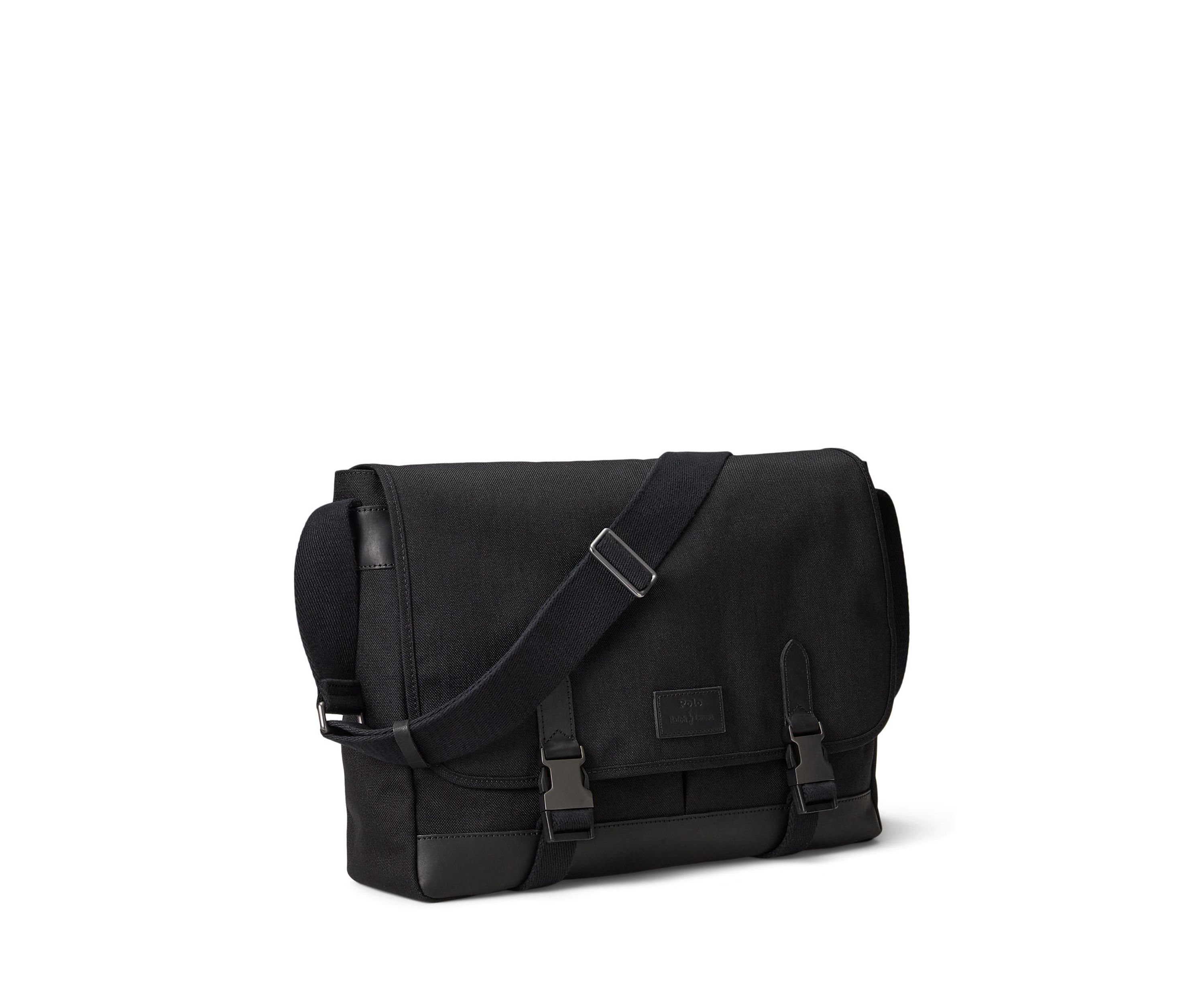 Leather-Trim Travel Messenger Bag