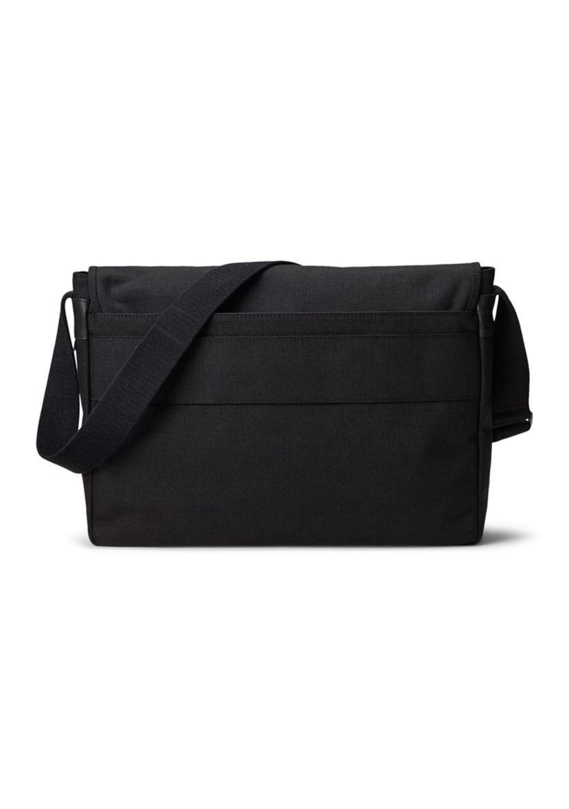 Leather-Trim Travel Messenger Bag