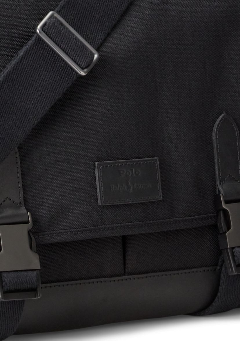 Leather-Trim Travel Messenger Bag