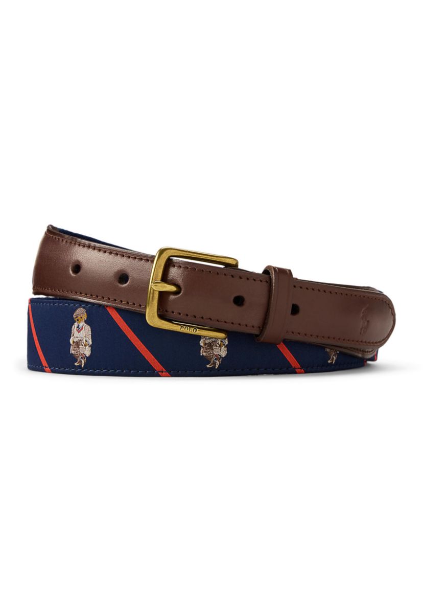 Webbed Cotton & Leather Belt