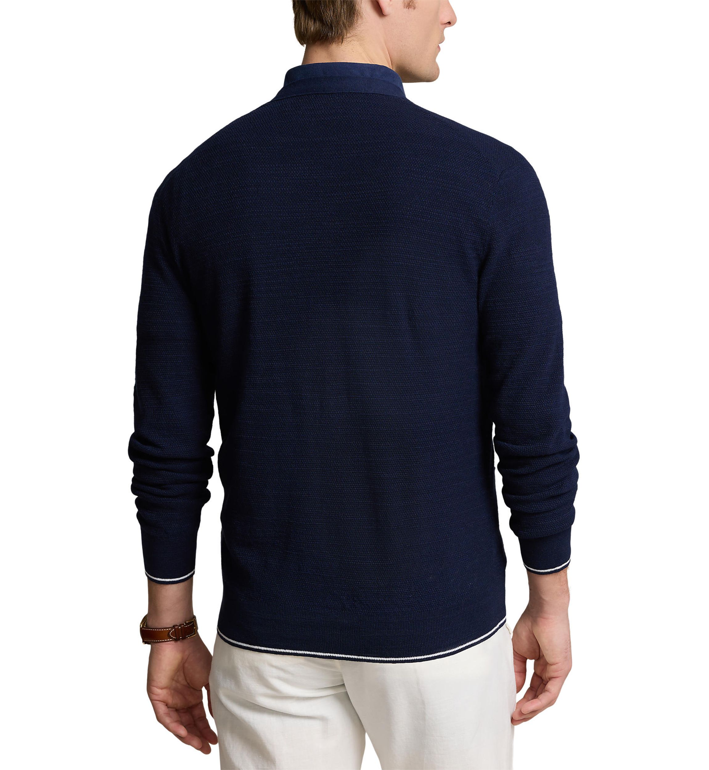 Textured Cotton Linen V-Neck Cardigan