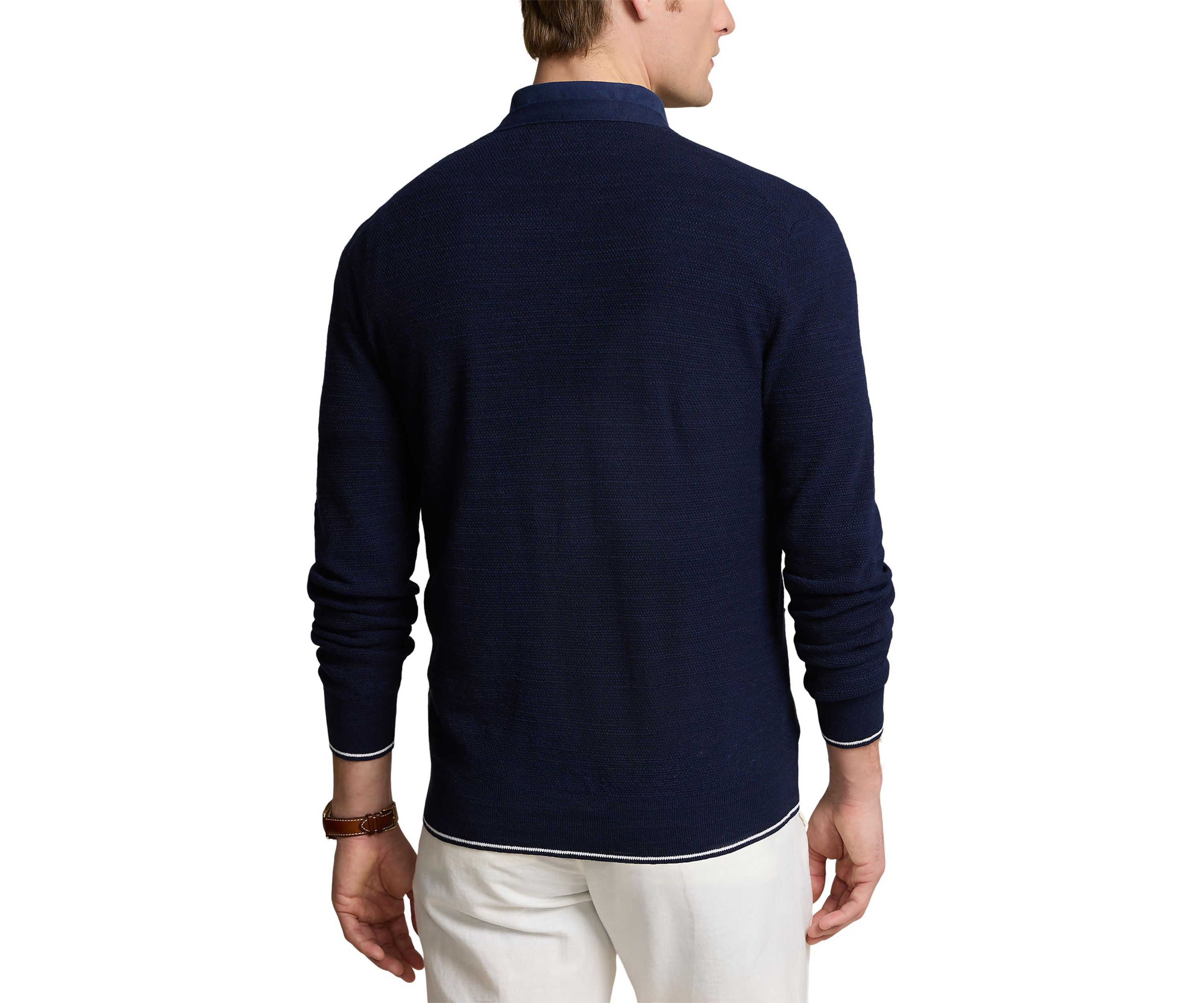 Textured Cotton Linen V-Neck Cardigan