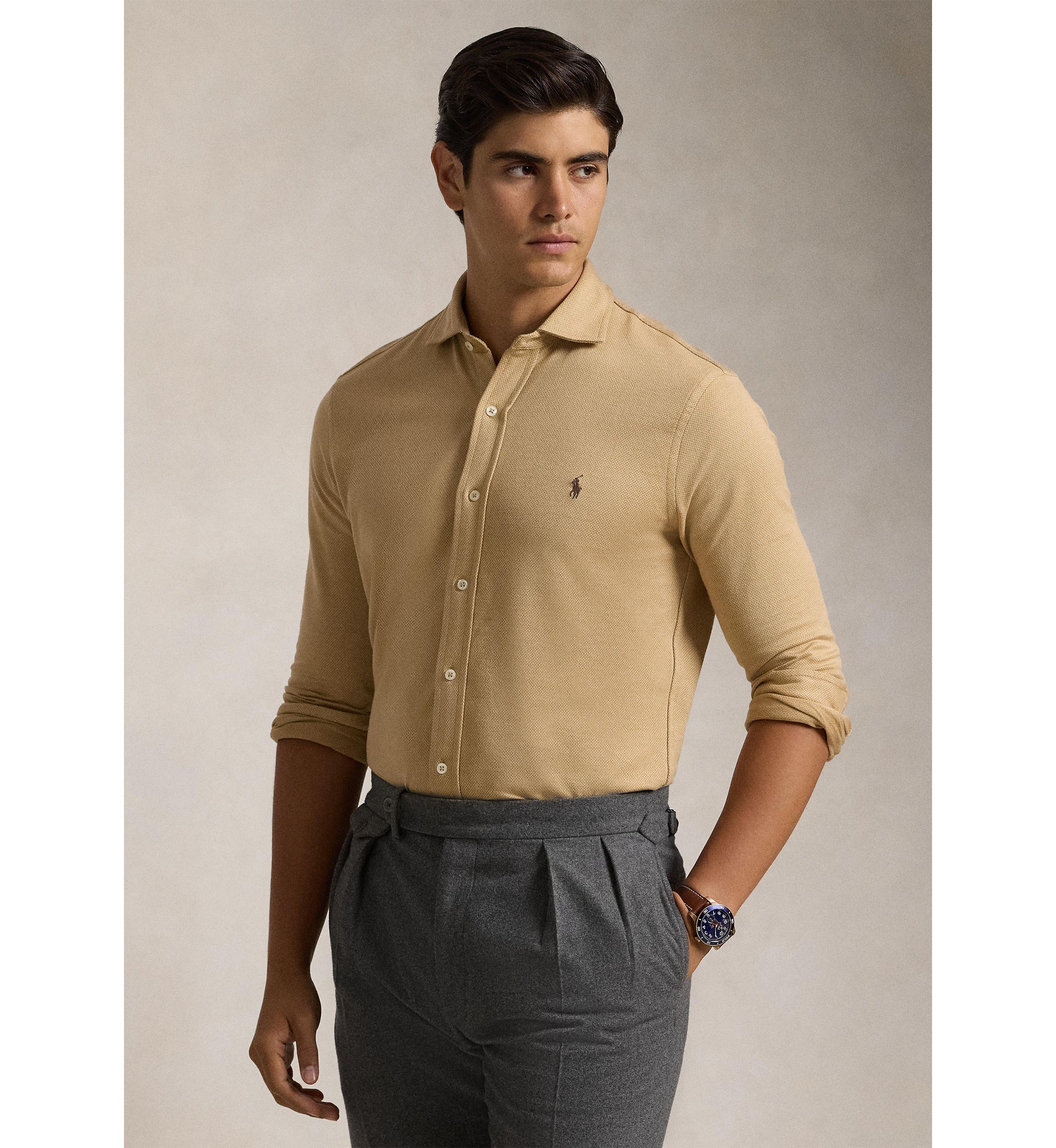 Herringbone Jacquard-Knit Shirt