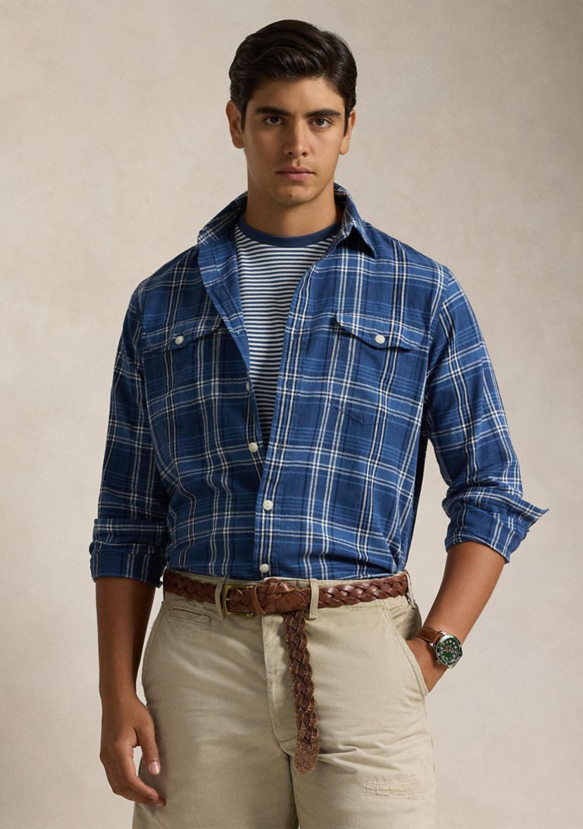 Classic Fit Plaid Linen Cotton Workshirt