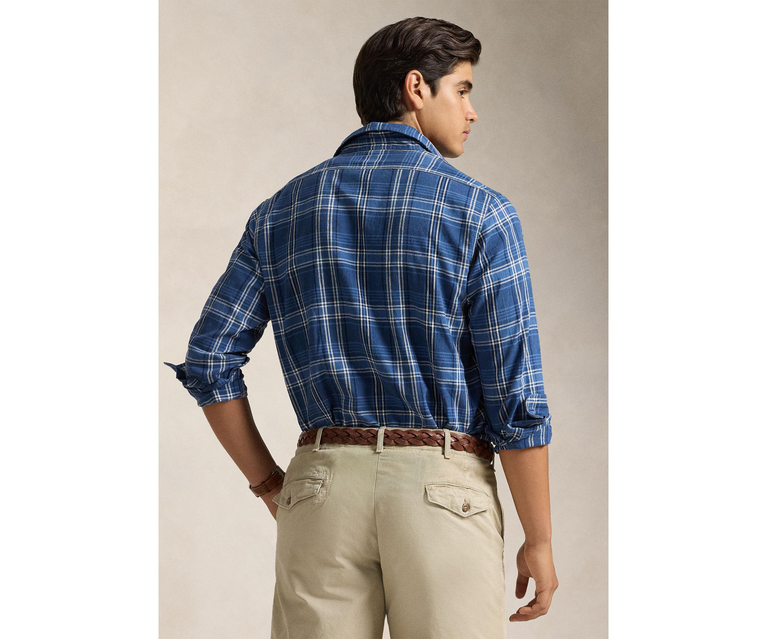 Classic Fit Plaid Linen Cotton Workshirt