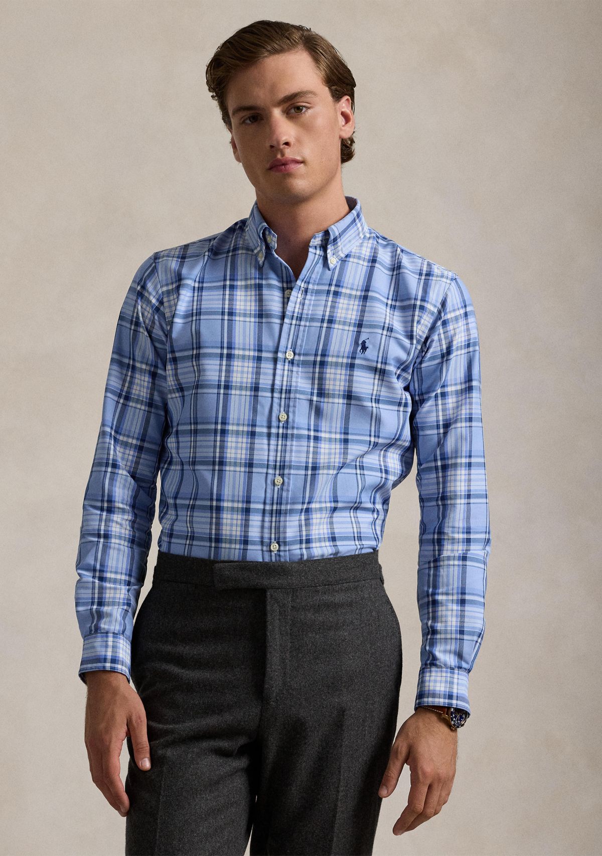 Classic Fit Plaid Oxford Shirt