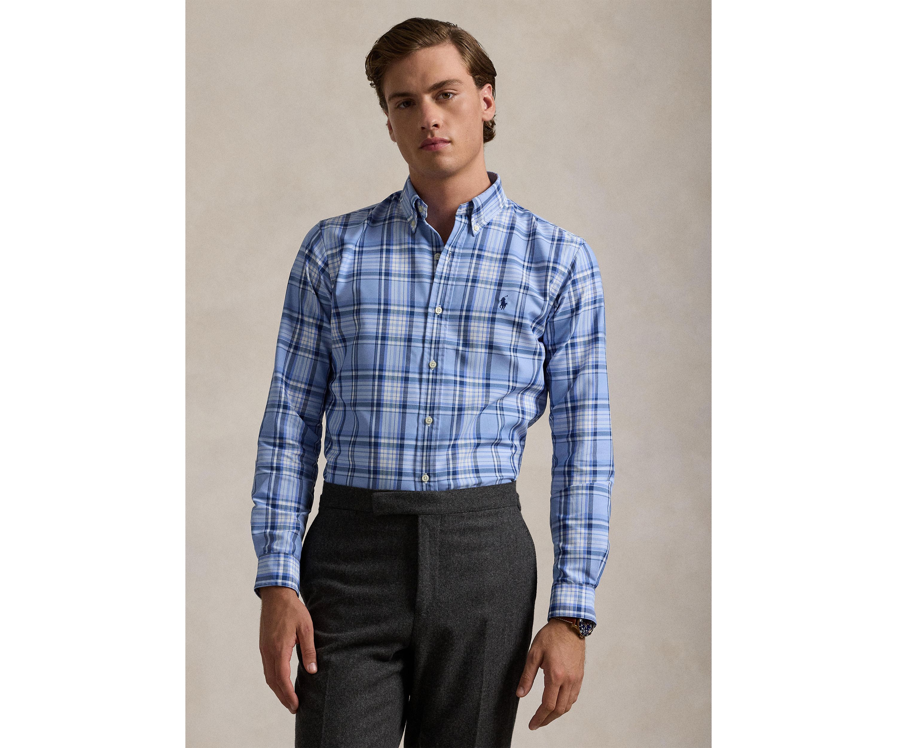 Classic Fit Plaid Oxford Shirt