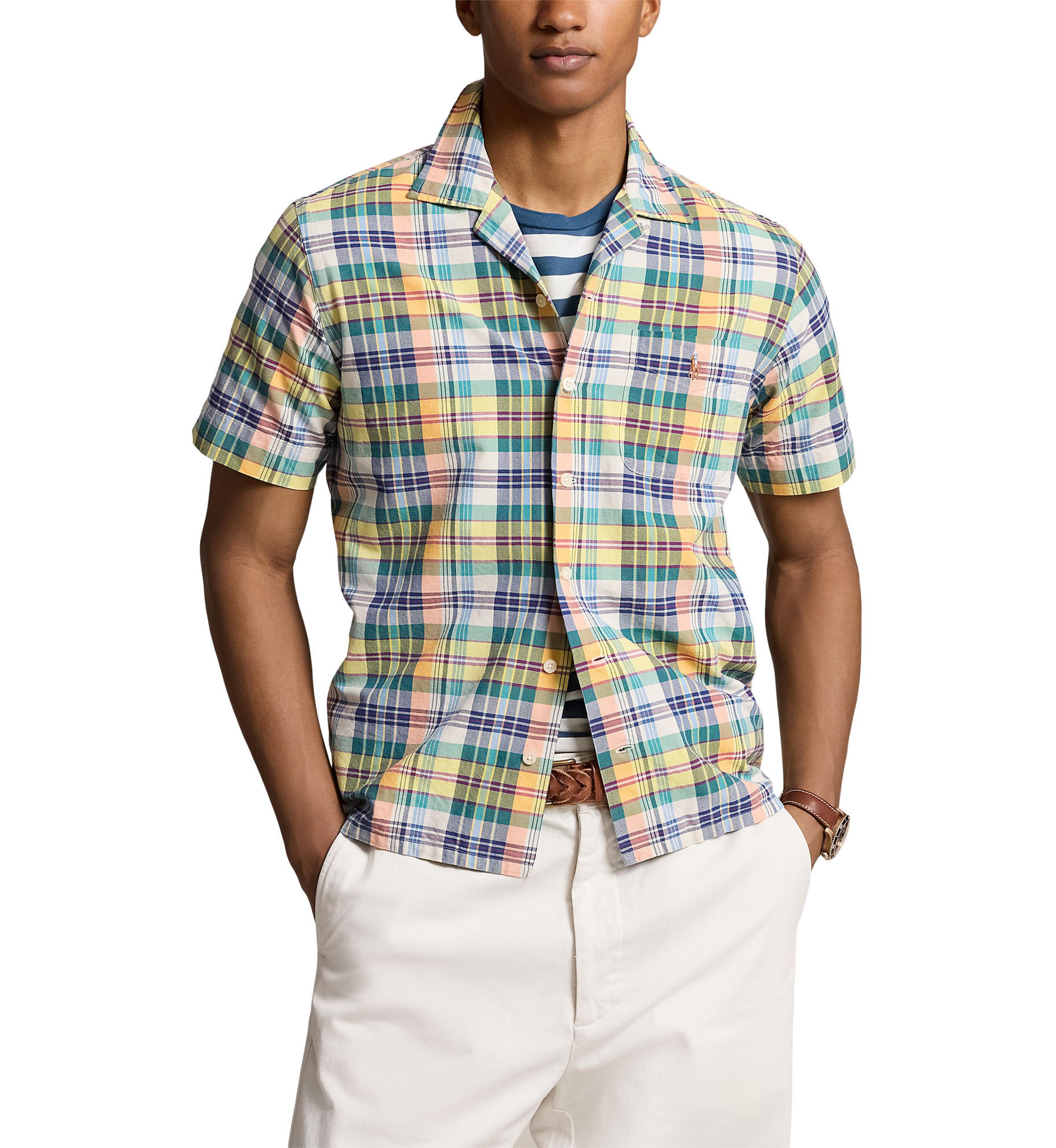 Classic Fit Plaid Oxford Camp Shirt