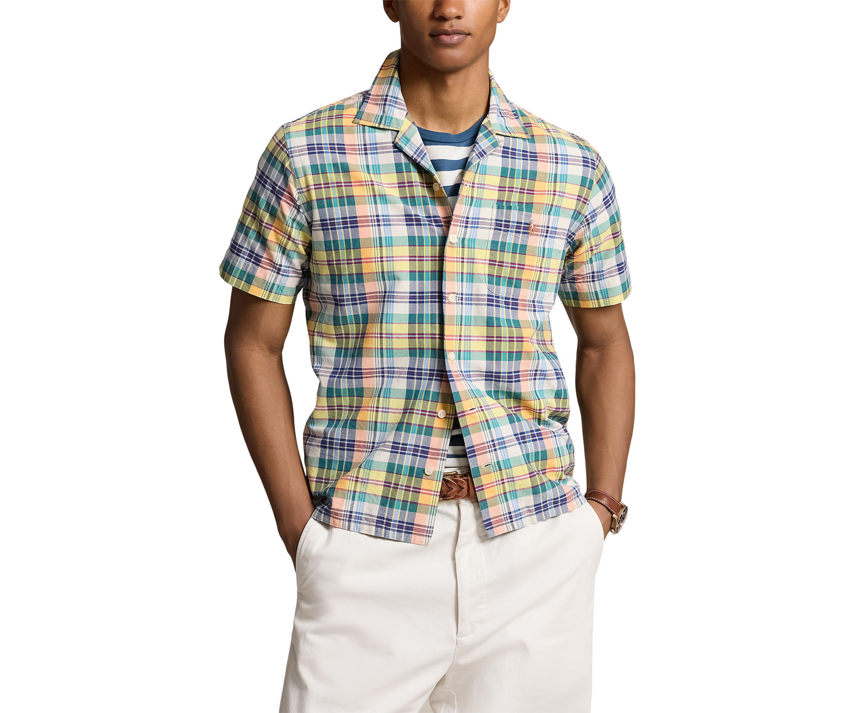 Classic Fit Plaid Oxford Camp Shirt