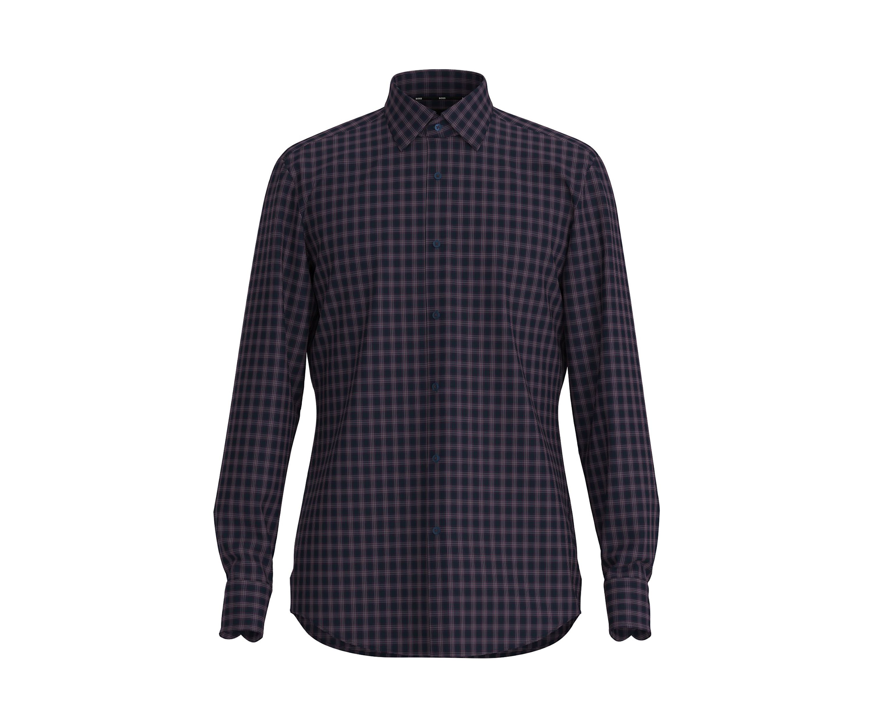 Mens Cotton Mix Plaid Check Dress Shirt