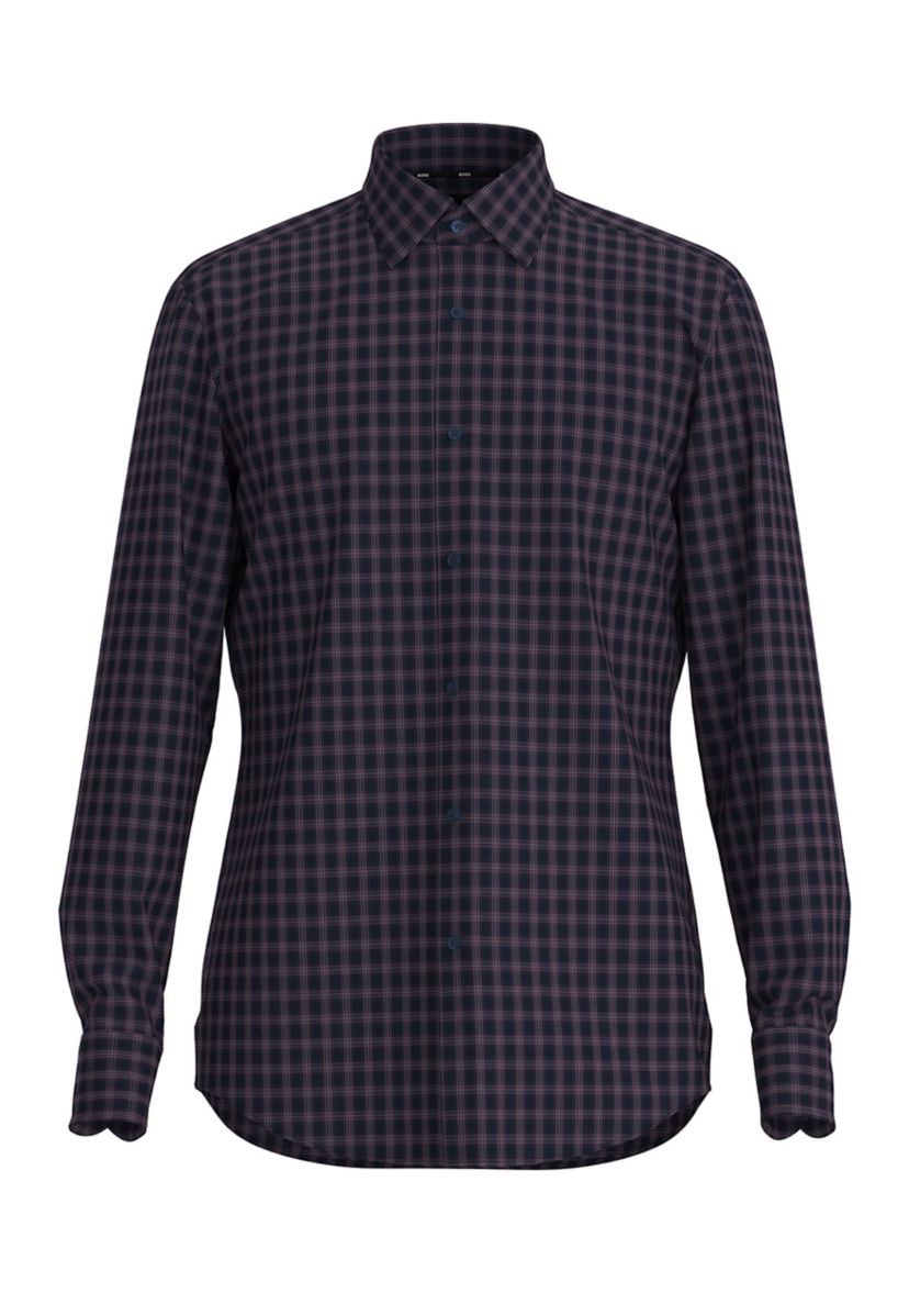 Mens Cotton Mix Plaid Check Dress Shirt